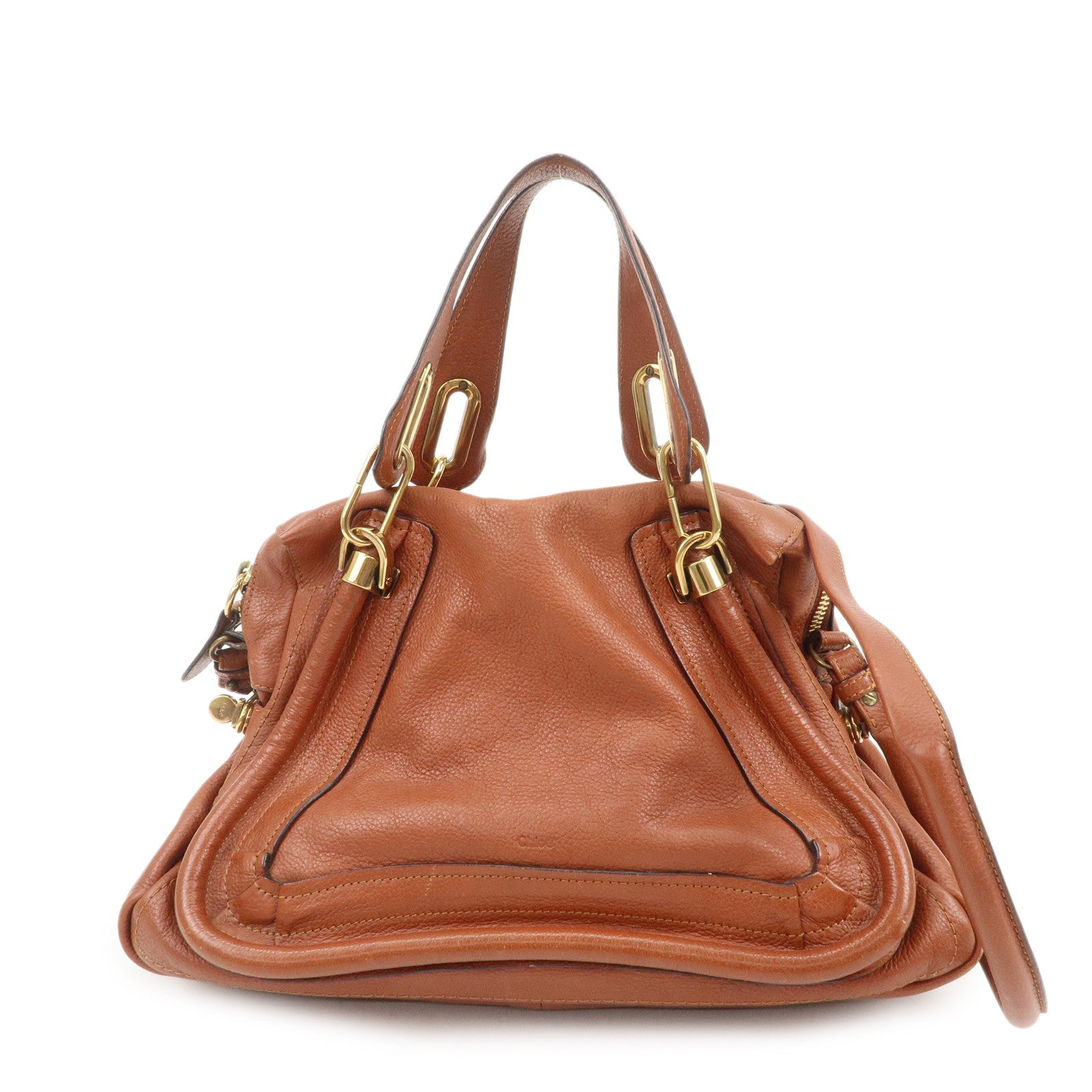 Chloe Paraty Leather 2Way Bag Shoulder Bag Hand Bag Brown