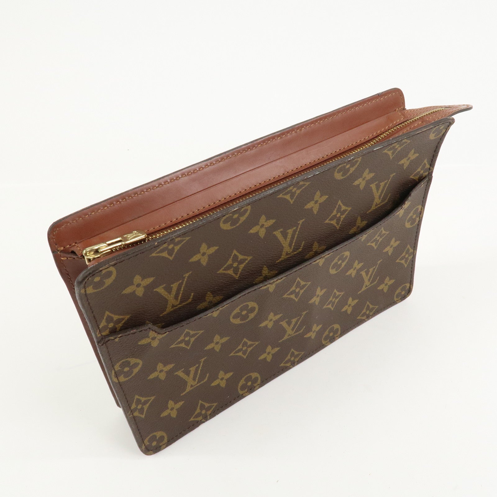 Louis Vuitton Monogram Pochette Homme Clutch Bag Brown M51795