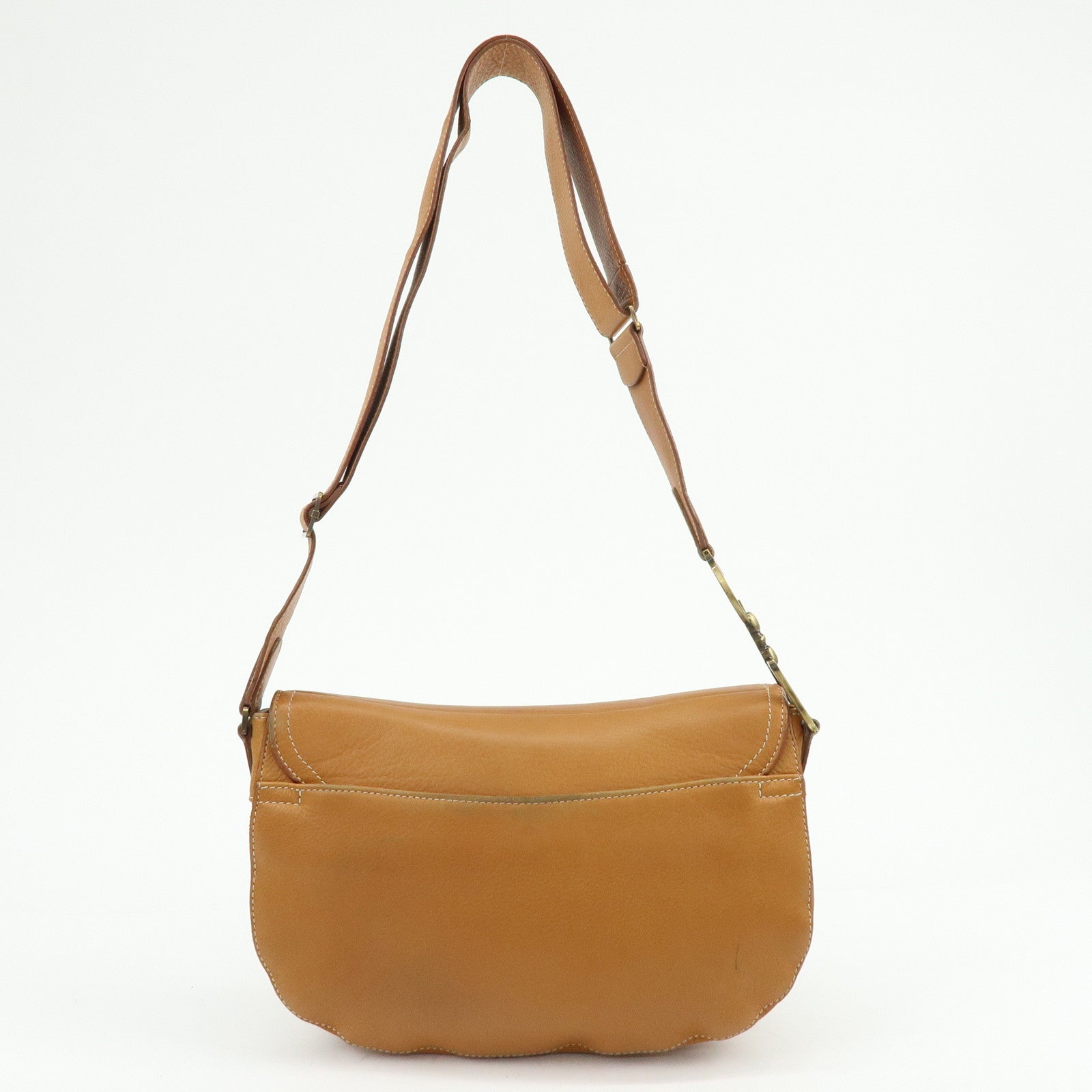 Christian Dior Saddle Leather Shoulder Bag Hand Bag Light Brown