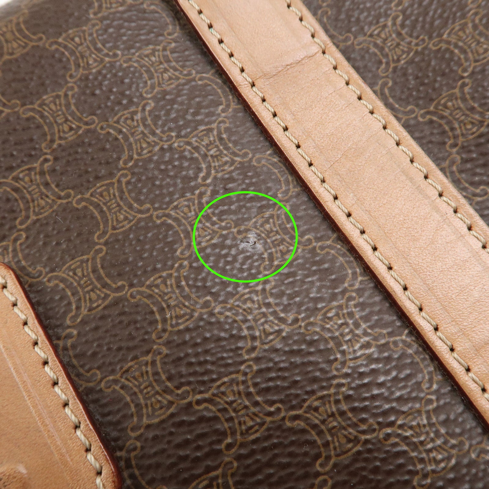 CELINE Macadam PVC Leather Boston Bag Hand Bag Brown