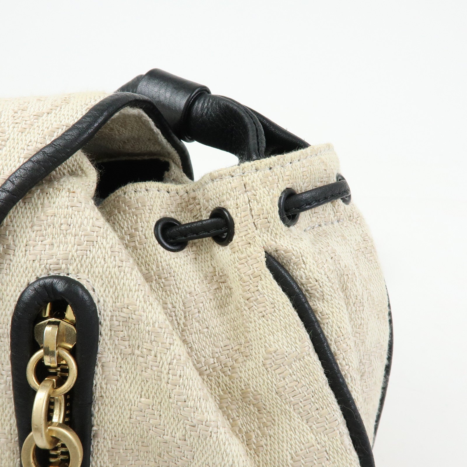 Chloe See By Chloe Canvas Leather Shoulder Bag Ivory Black