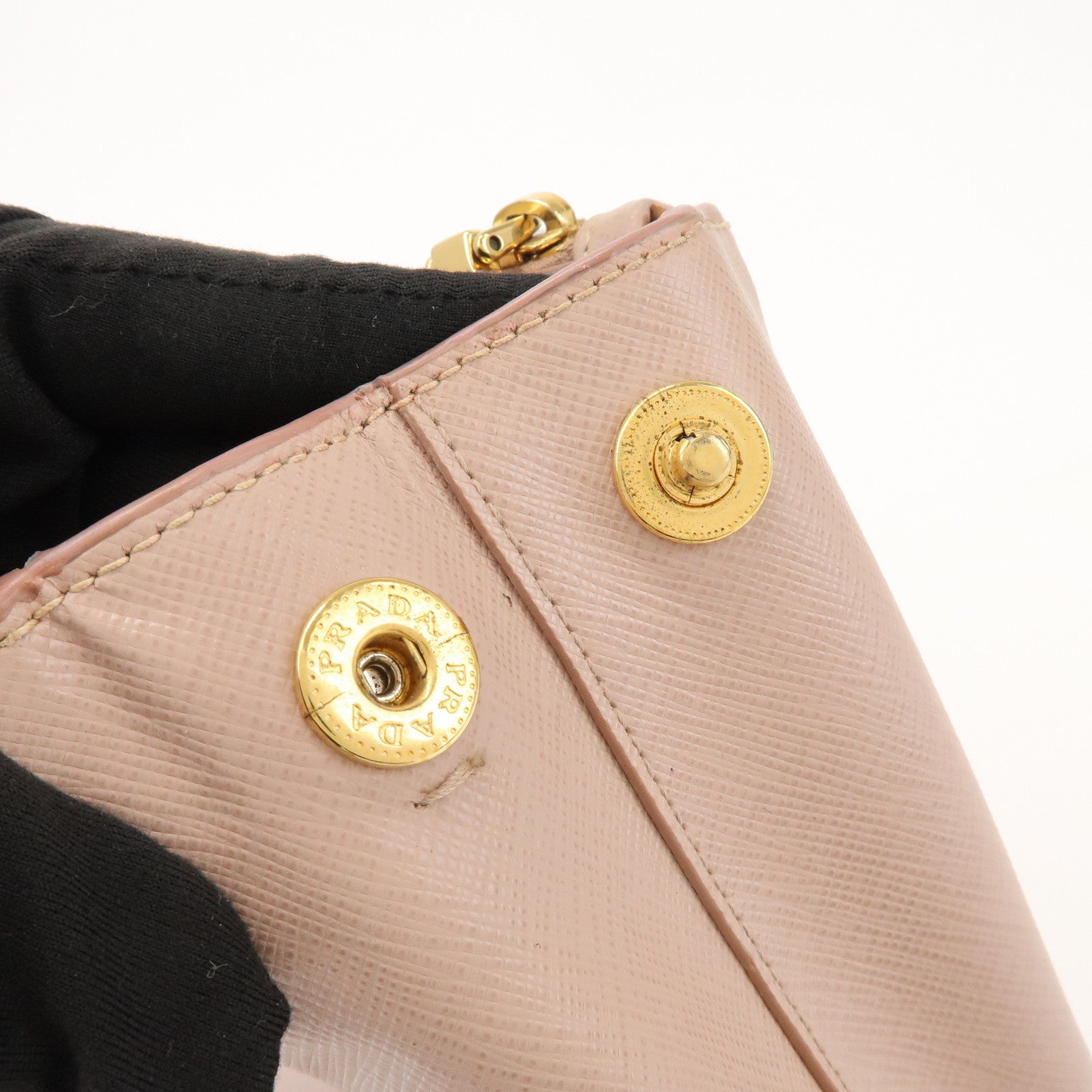 PRADA Traingle Logo Galleria 2Way Bag Hand Bag Pink Beige1BA863
