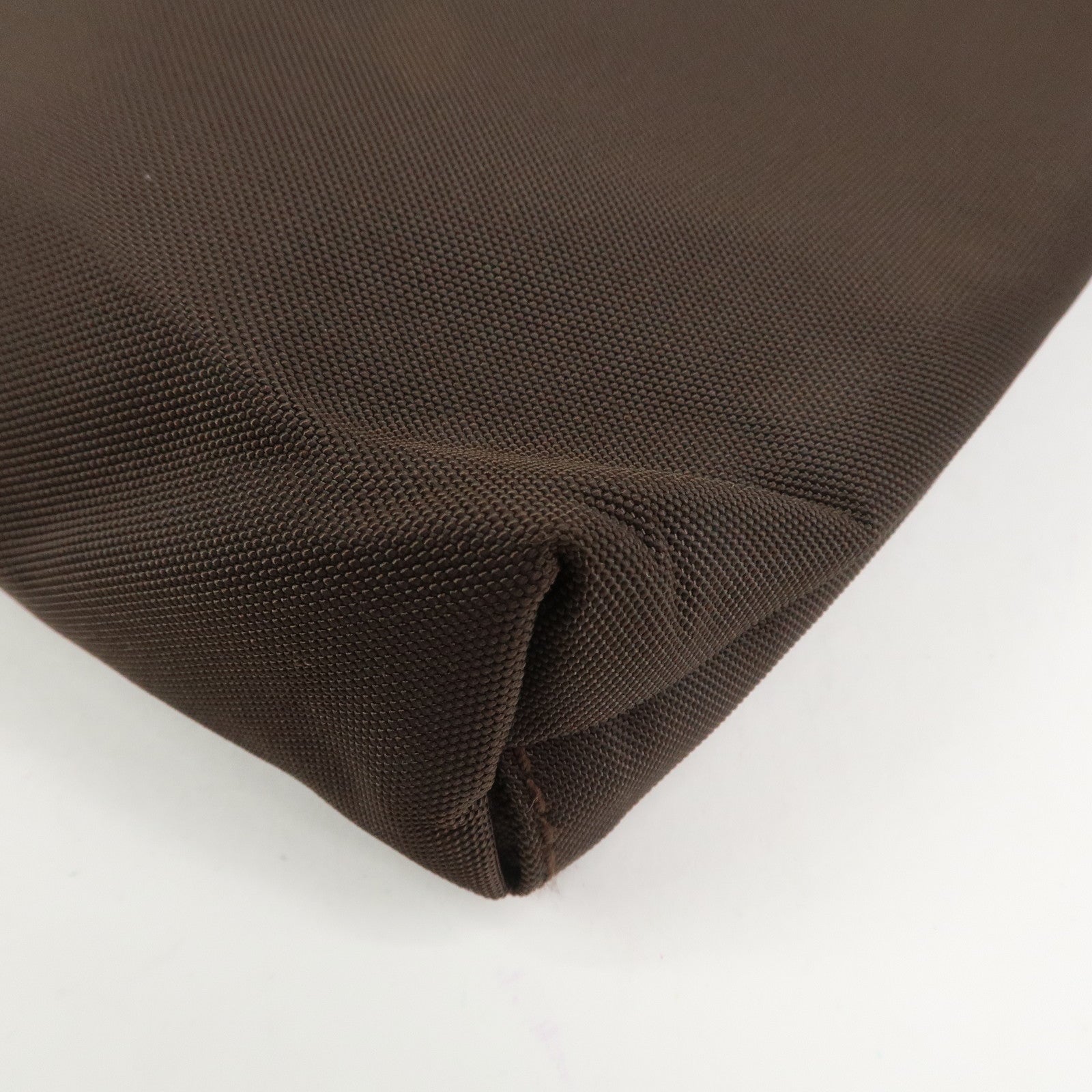 Ferragamo Nylon Leather Shoulder Bag Crossbody Bag Brown Silvern