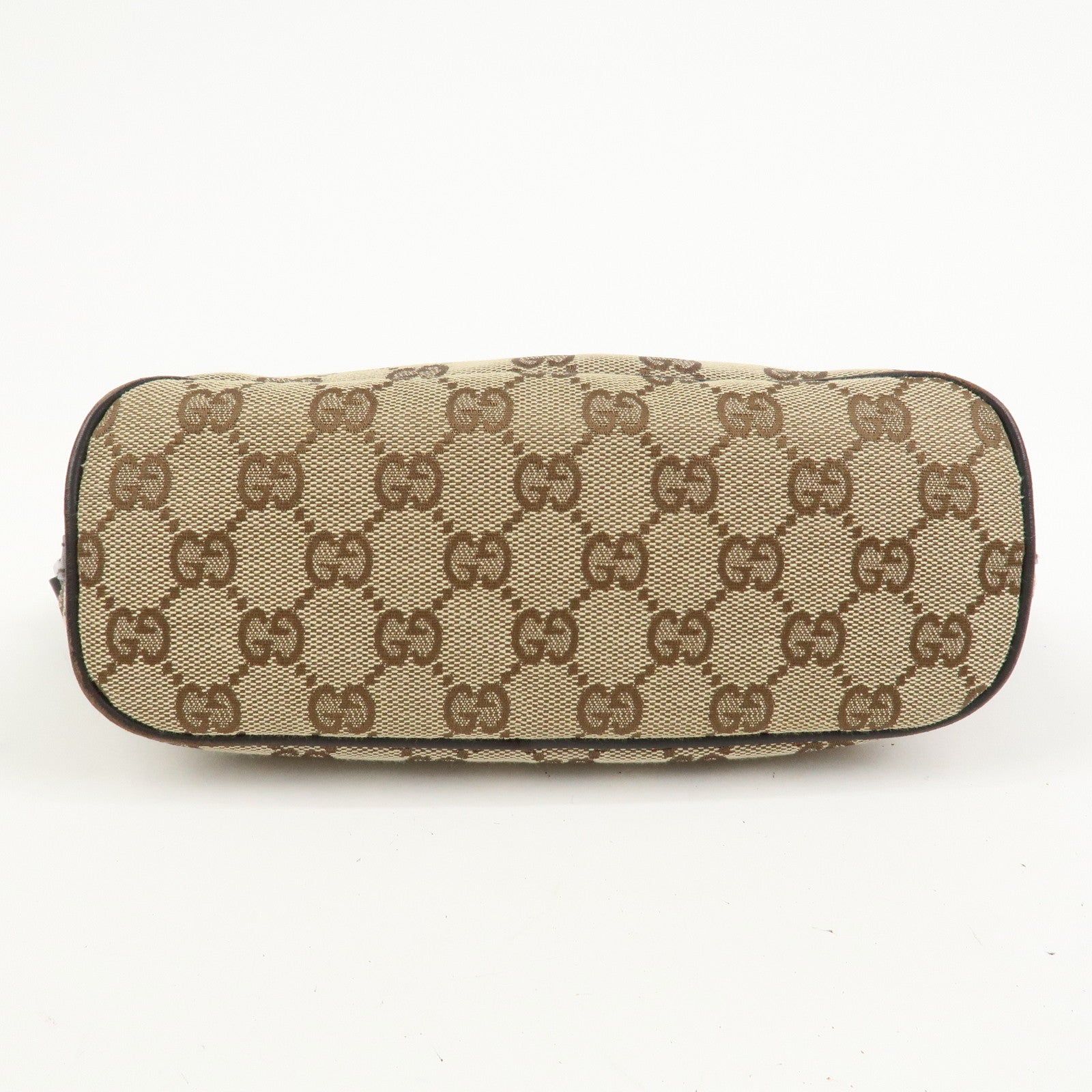 GUCCI Boat Bag GG Canvas Leather Hand Bag Brown 07198