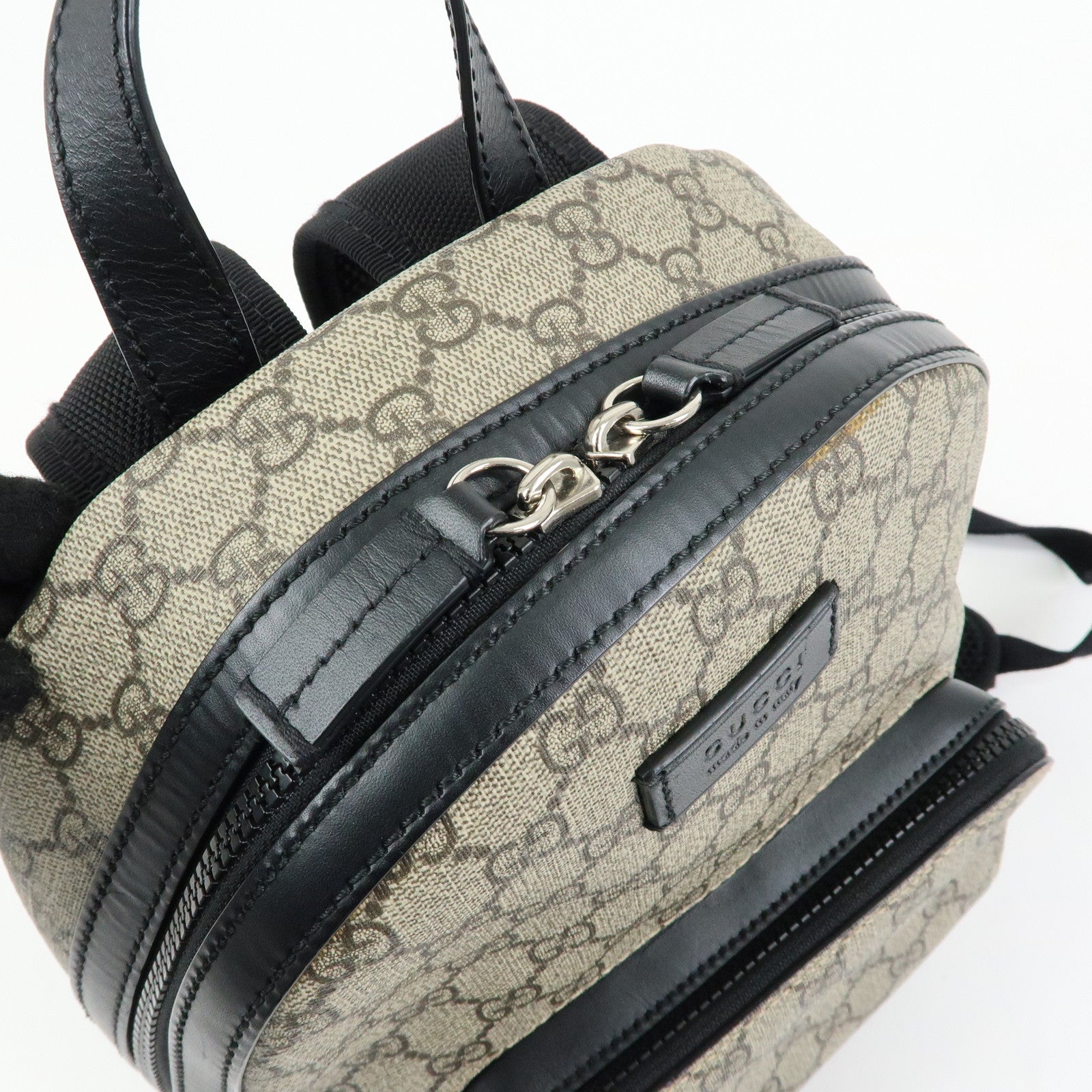 GUCCI GG Supreme Leather Backpack Rucksack Beige Black 429020