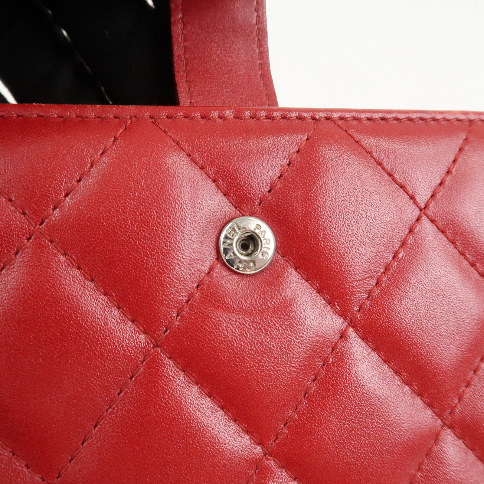 CHANEL Cambon Line Matelasse W Hook Long Wallet Red A46643