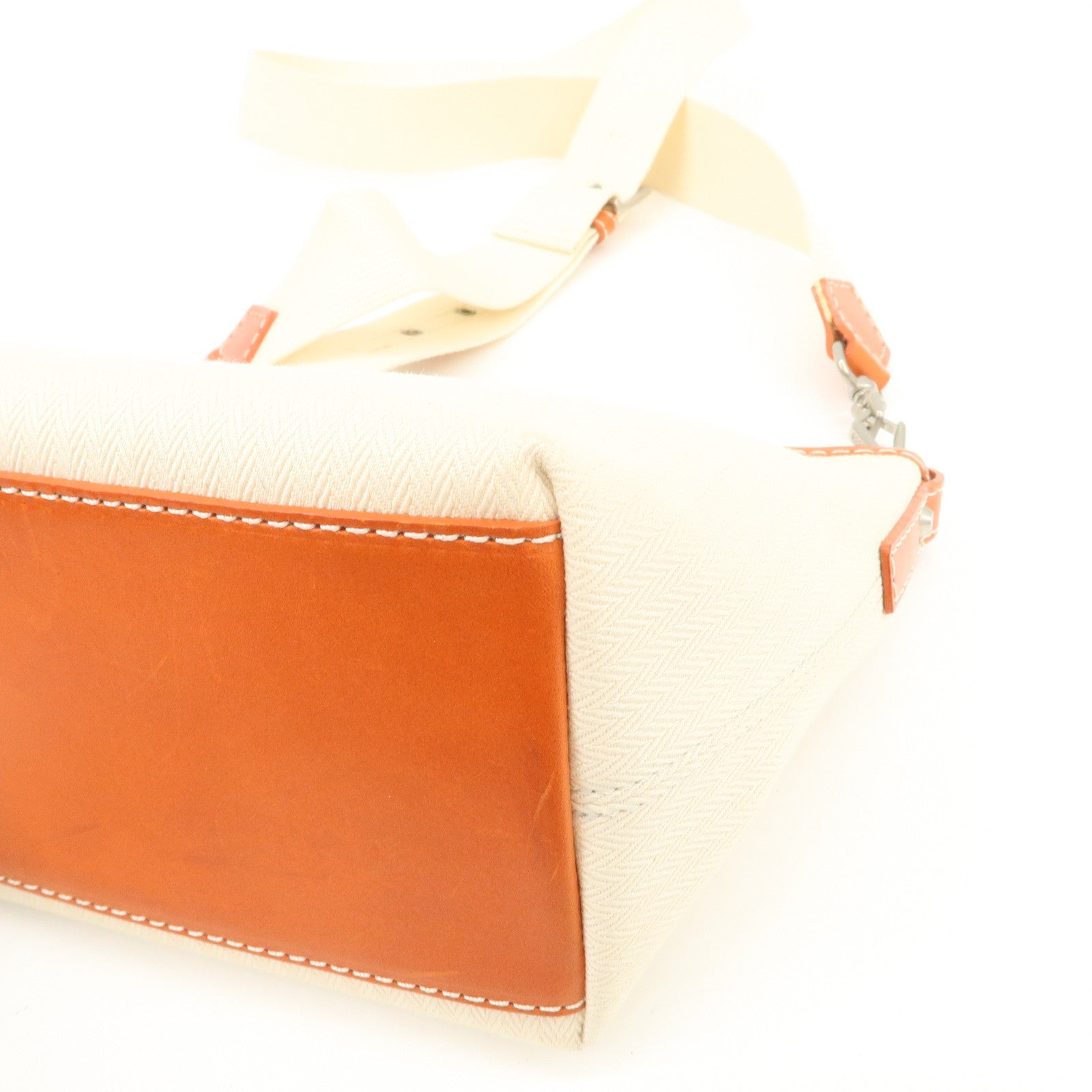 BURBERRY Blue Label  Canvas Leather Shoulder Bag Ivory Brown