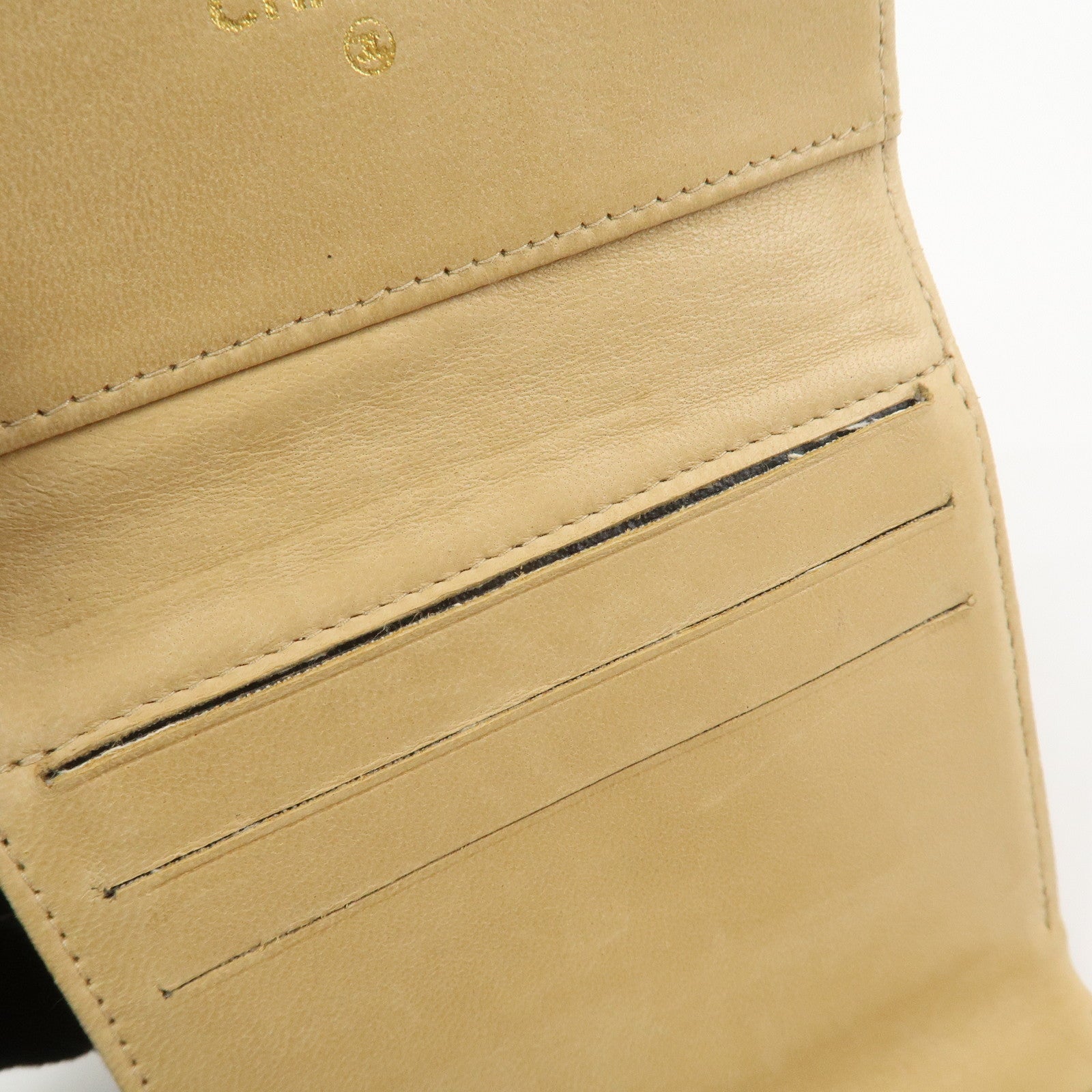 CHANEL COCO Mark Caviarskin Compact Bi-fold Wallet Beige