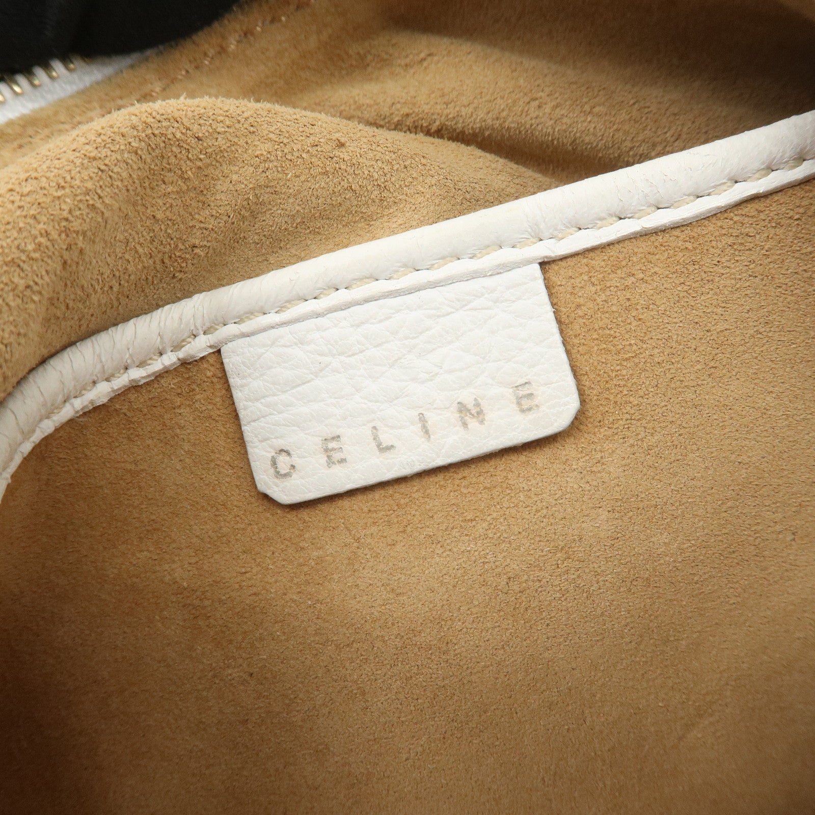 CELINE Macadam Logo Leather Shoulder Bag Hand Bag White