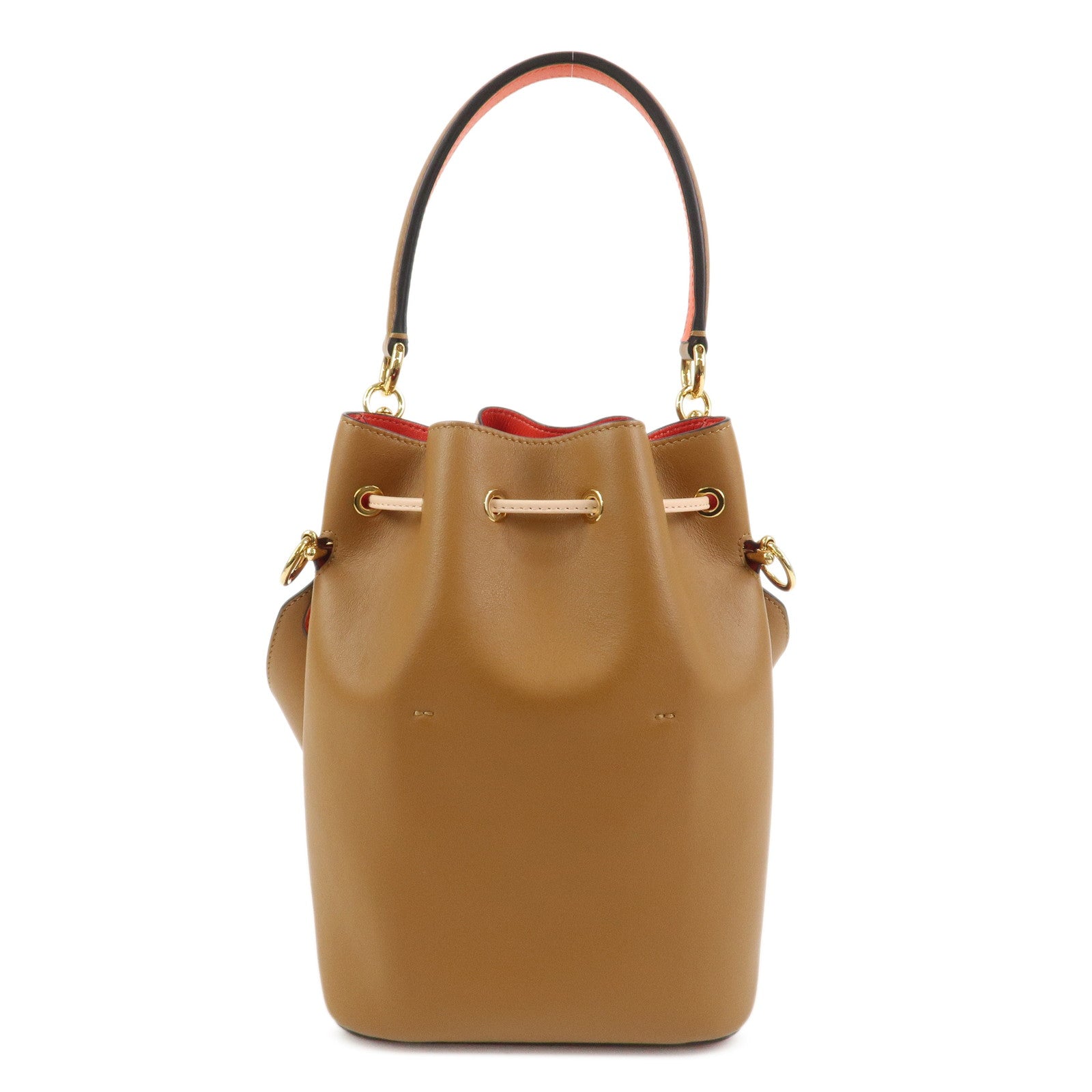 FENDI Leather Montresor 2Way Hand Shoulder Bag Brown Orange 8BT309