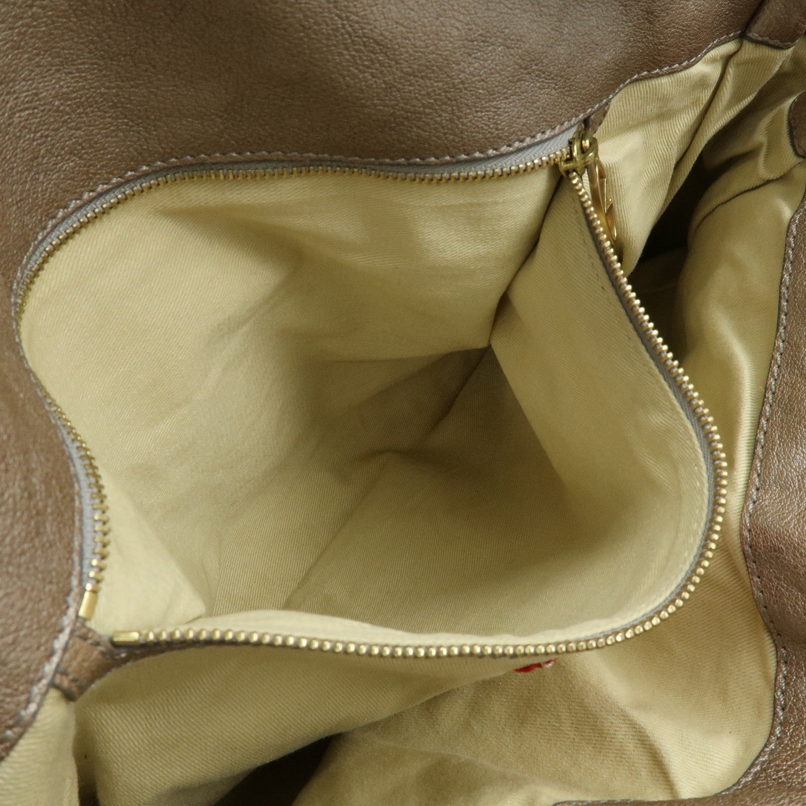 VALENTINO Flower Embroidery Leather Hand Bag Shoulder Bag Greige