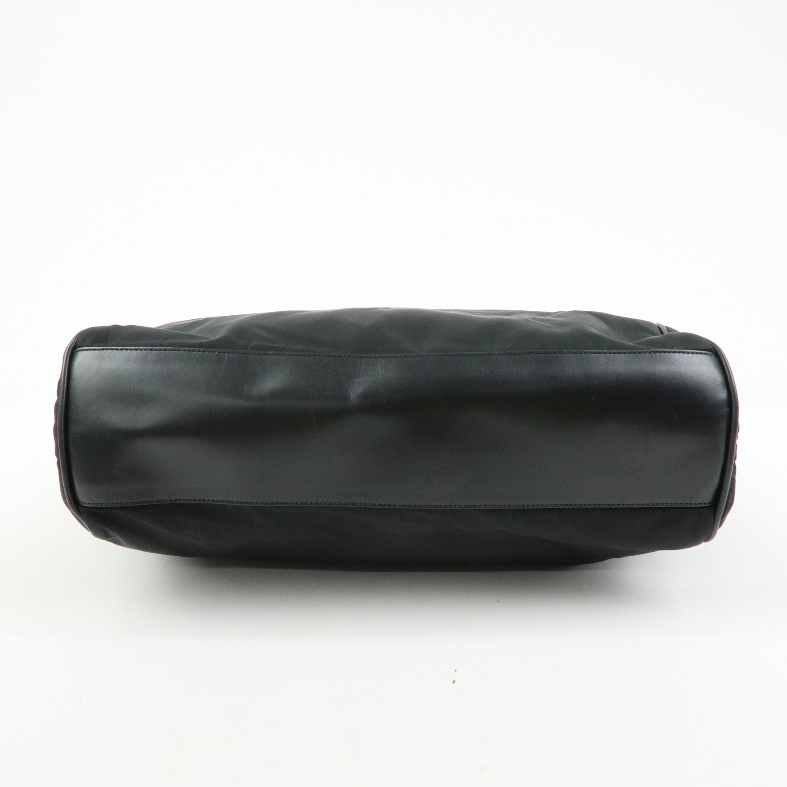 PRADA Triangle Logo Nylon Leather Hand Bag Tote Shoulder Bag Black