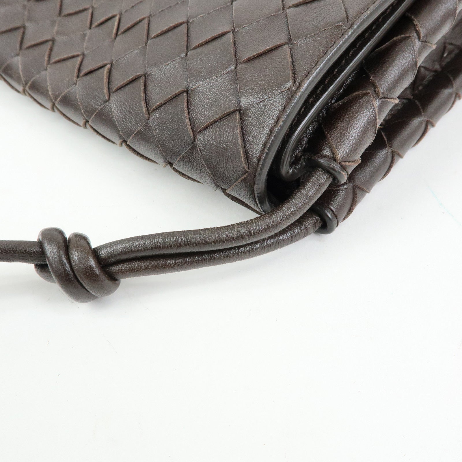 BOTTEGA VENETA Intrecciato Leather Shoulder Bag Hand Bag Brown