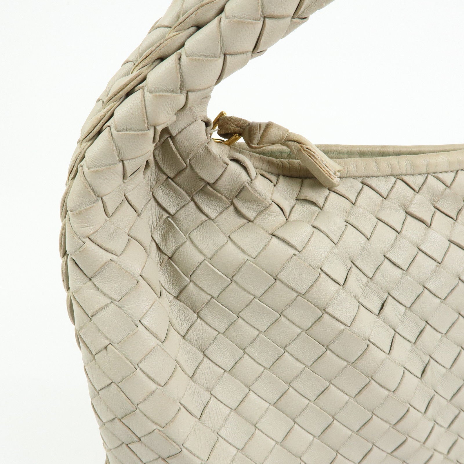 BOTTEGA VENETA Intrecciato Leather Shoulder Bag Hand Bag Ivory