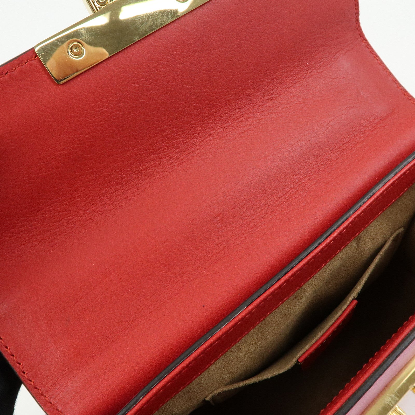 GUCCI Leather Chain Shoulder Bag Crossbody Bag Pink Red 409487