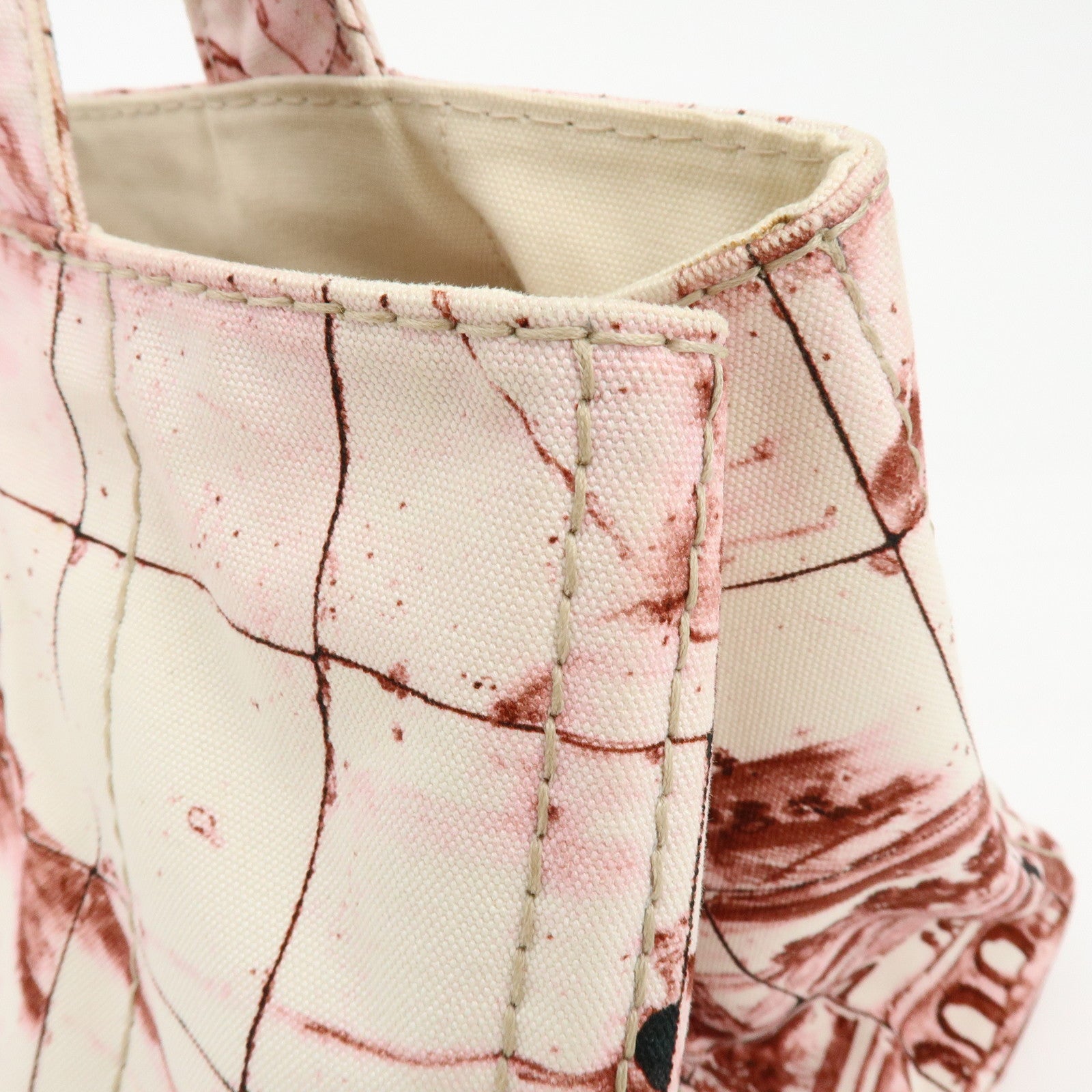 PRADA Canapa Large Triangle Logo Canvas Tote Bag Bordeaux B1872B