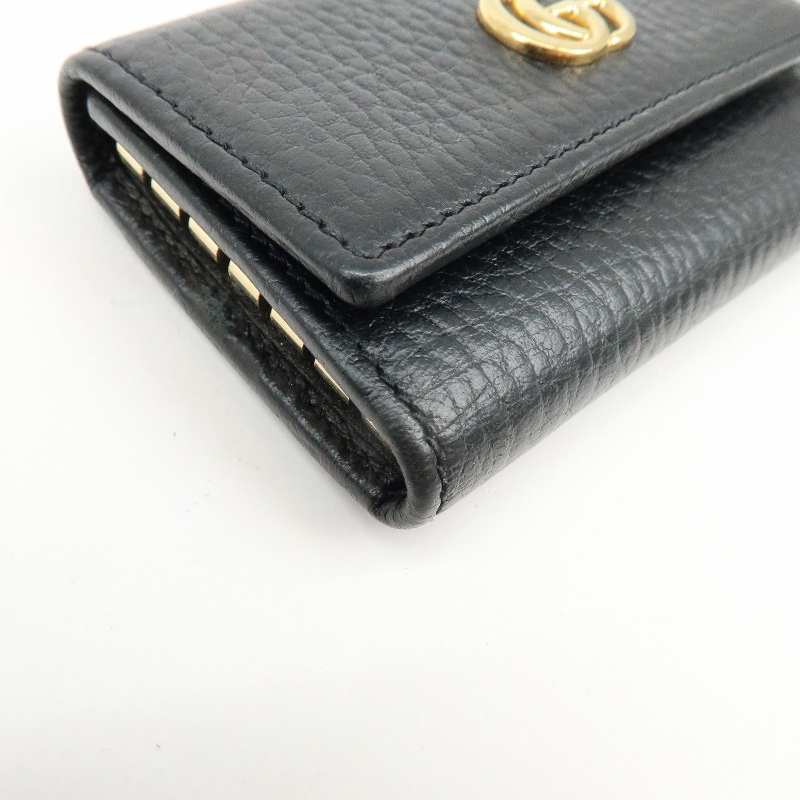 GUCCI Double G Leather 6 Key Case Key Holder Black 456118