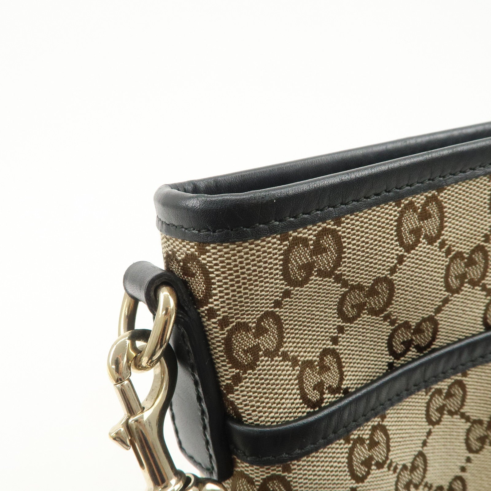 GUCCI Sherry GG Canvas Leather Shoulder Bag Beige Black 388926