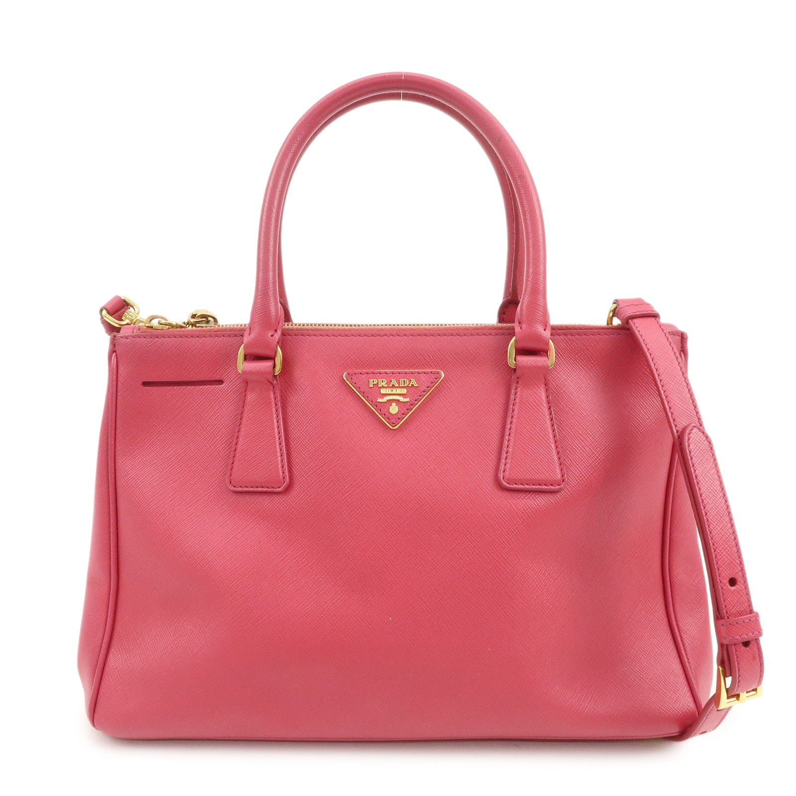 PRADA Triangle Logo Saffiano Leather 2Way Bag Hand Bag Pink BN1801