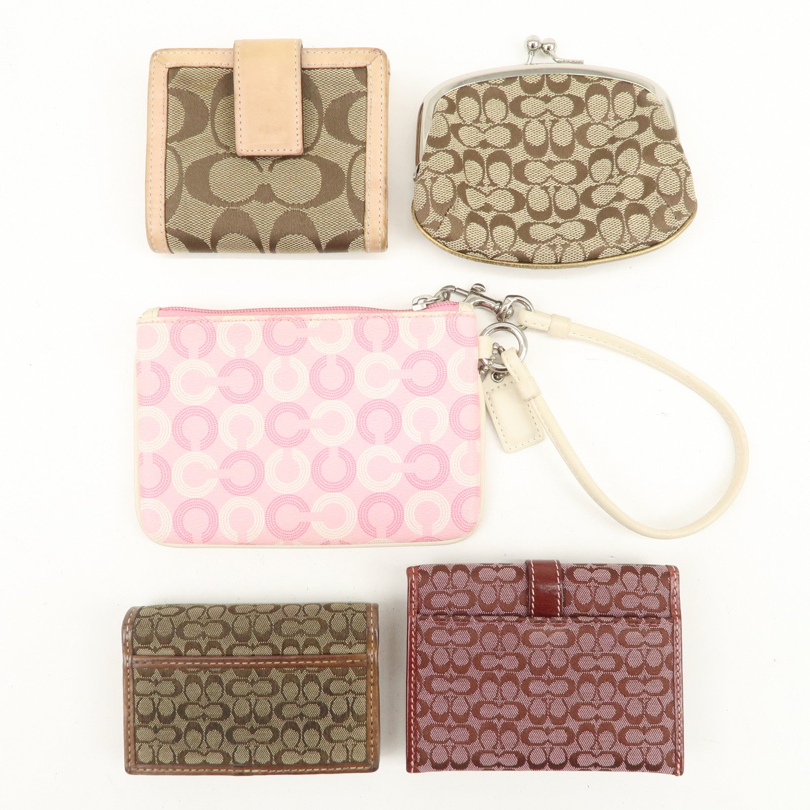 COACH Set of 5 Signature Op Art PVC Leather Wallets Card Coin Case