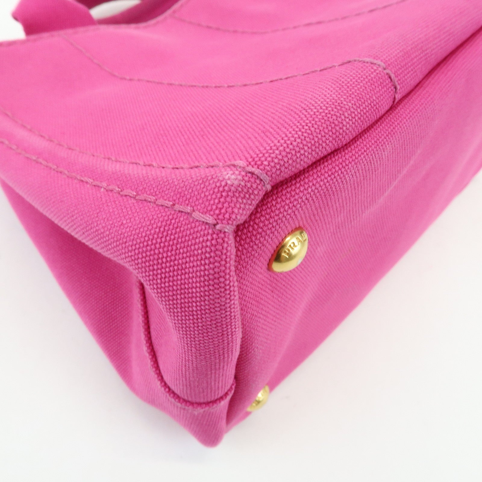 PRADA Triangle Logo Canapa Mini Canvas Tote Hand Bag Pink BN2439