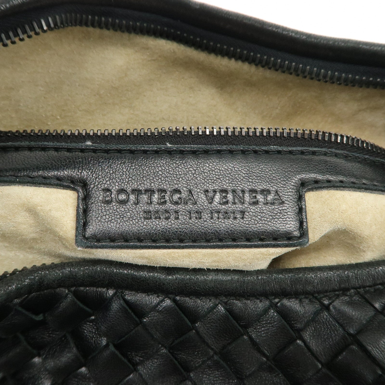 BOTTEGA VENETA Intrecciato Hobo Leather Shoulder Bag Black 232499