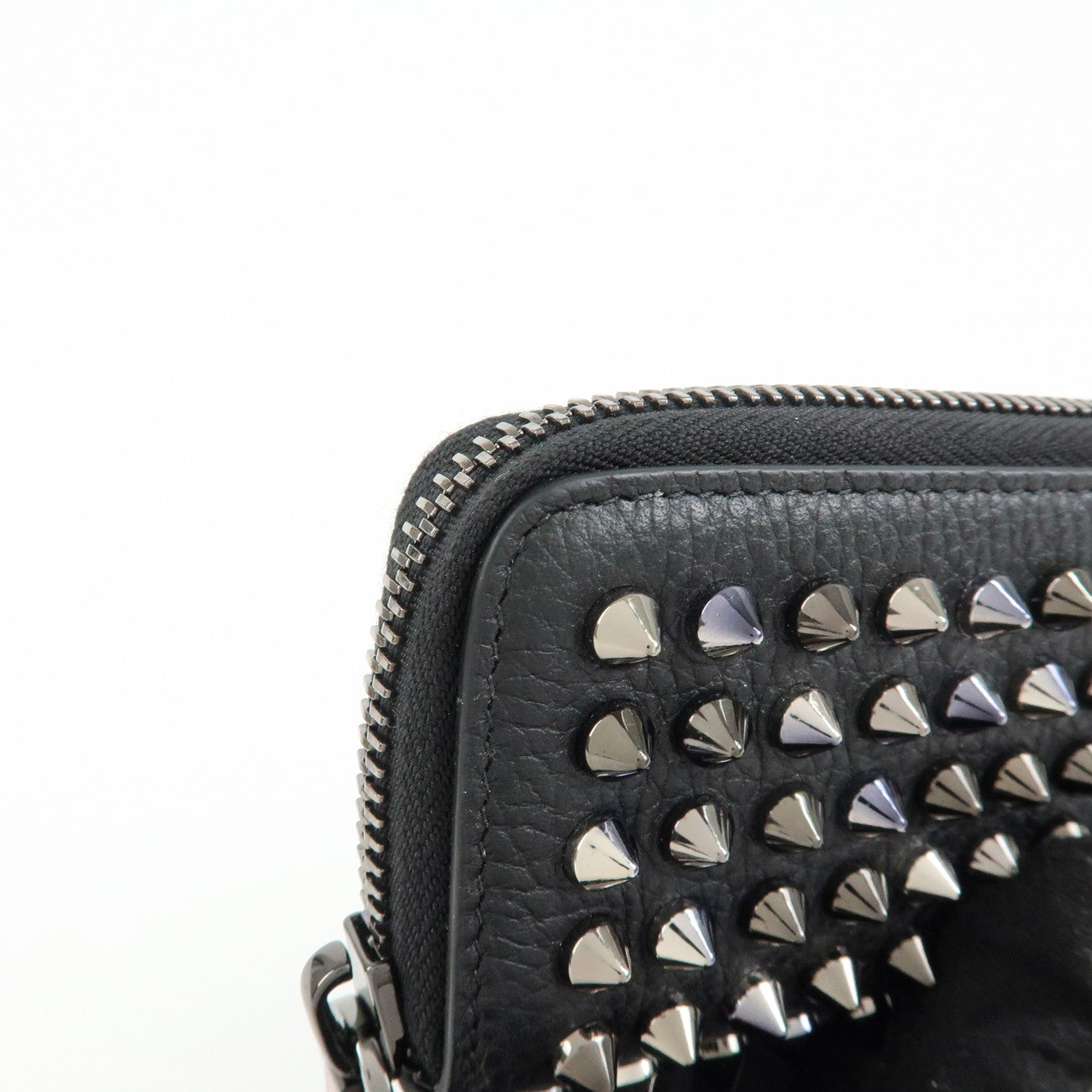 Christian Louboutin Leather Panettone Studs Key Case Black