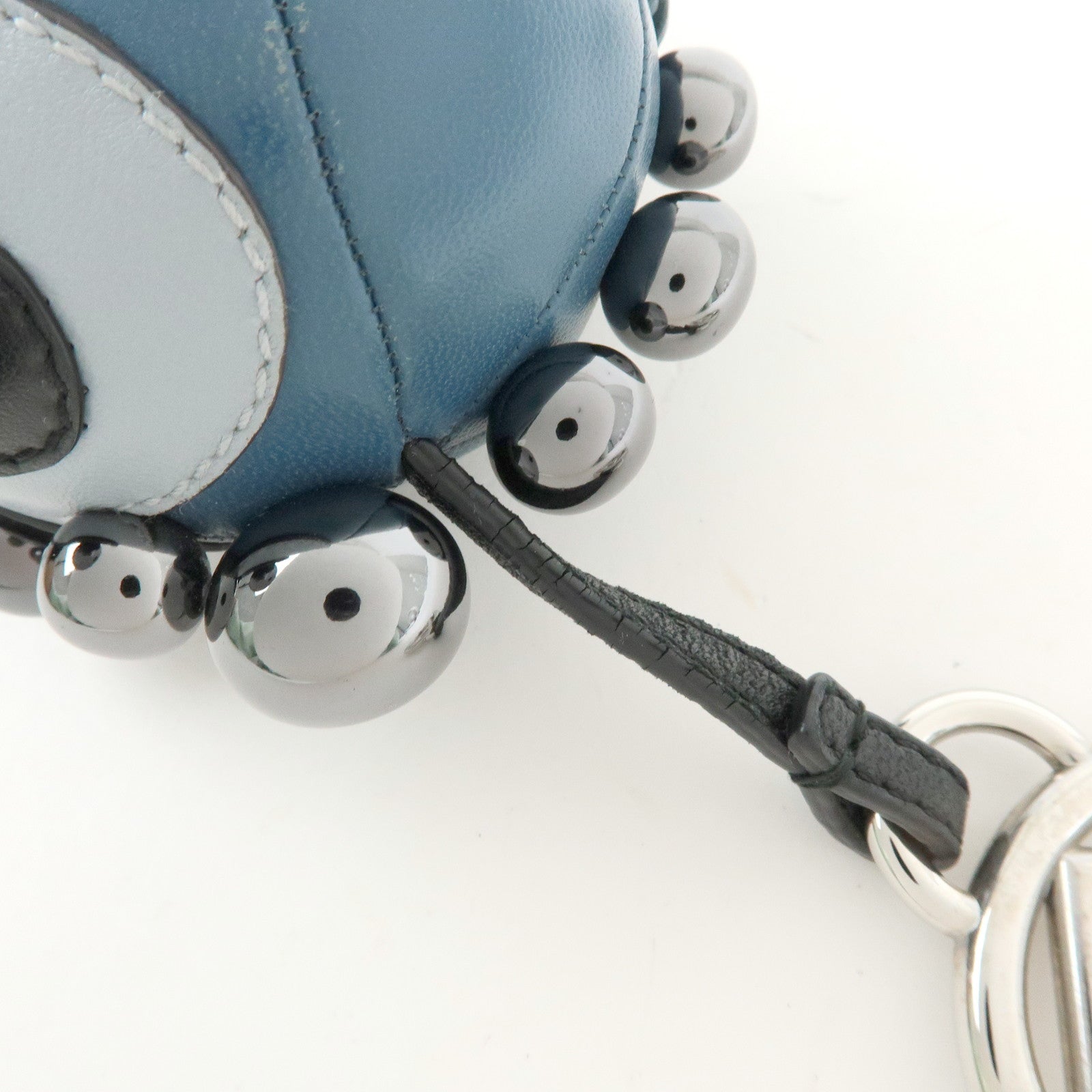 FENDI Zucca Canvas Leather Space Monkey Bag Charm Key Chain Blue