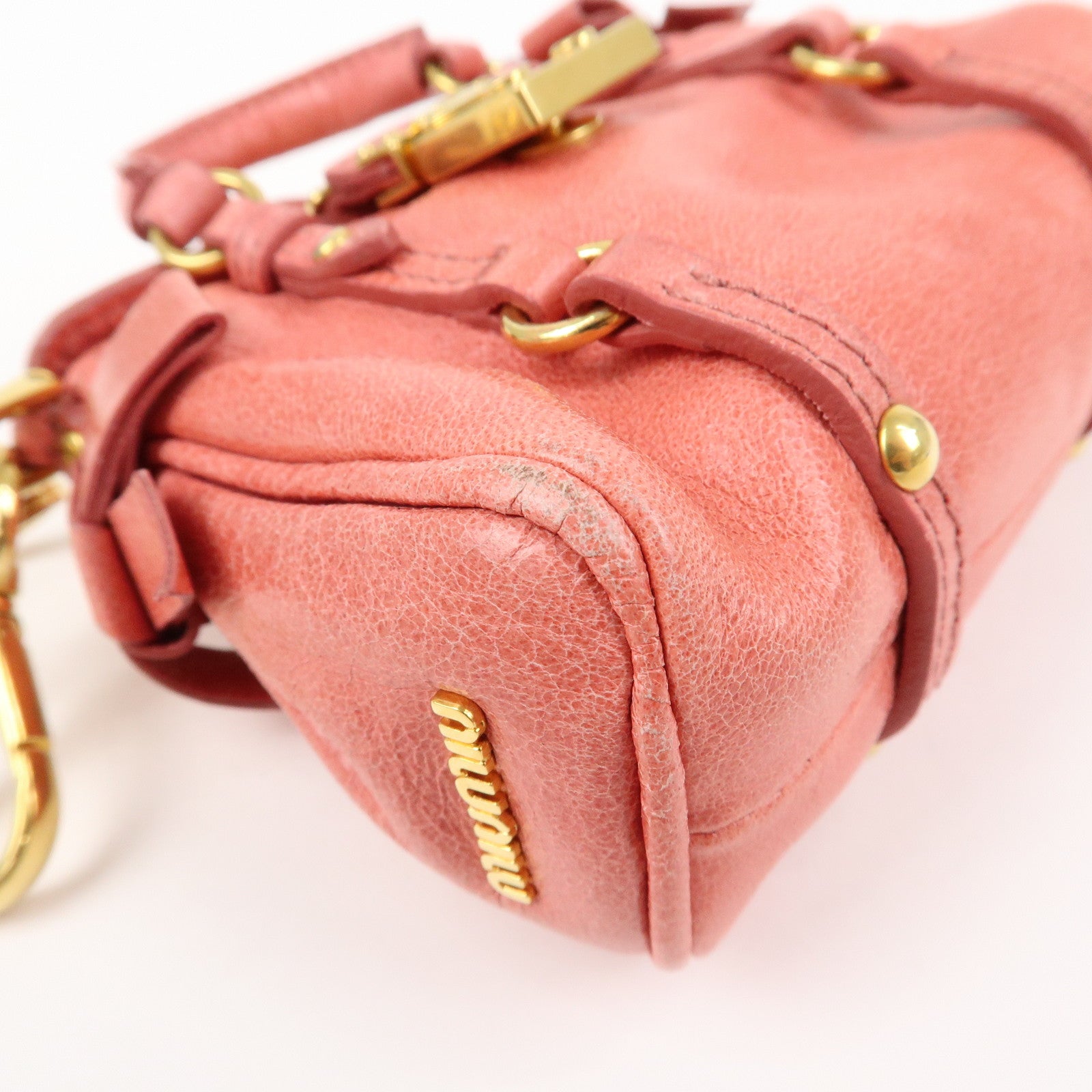 MIUMIU Leather Small Purse Bag Charm Key Charm Pink
