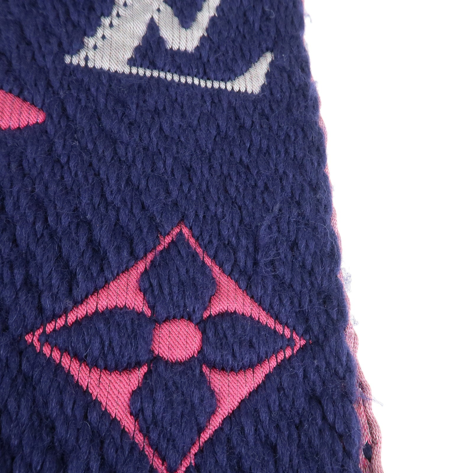 Louis Vuitton Monogram Escharpe Logo Mania Wool Scarf Navy M70899