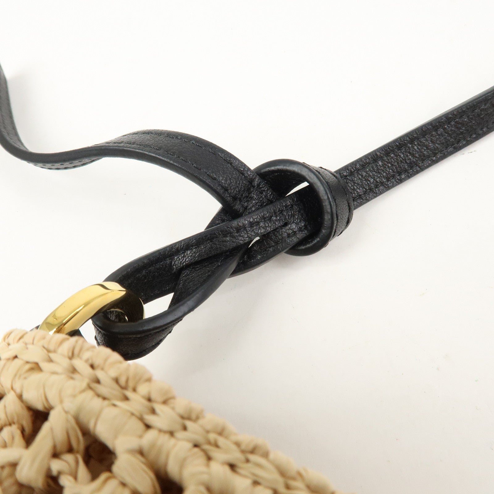 LOEWE Raffia Leather Pochette Bag Shoulder Bag Natural