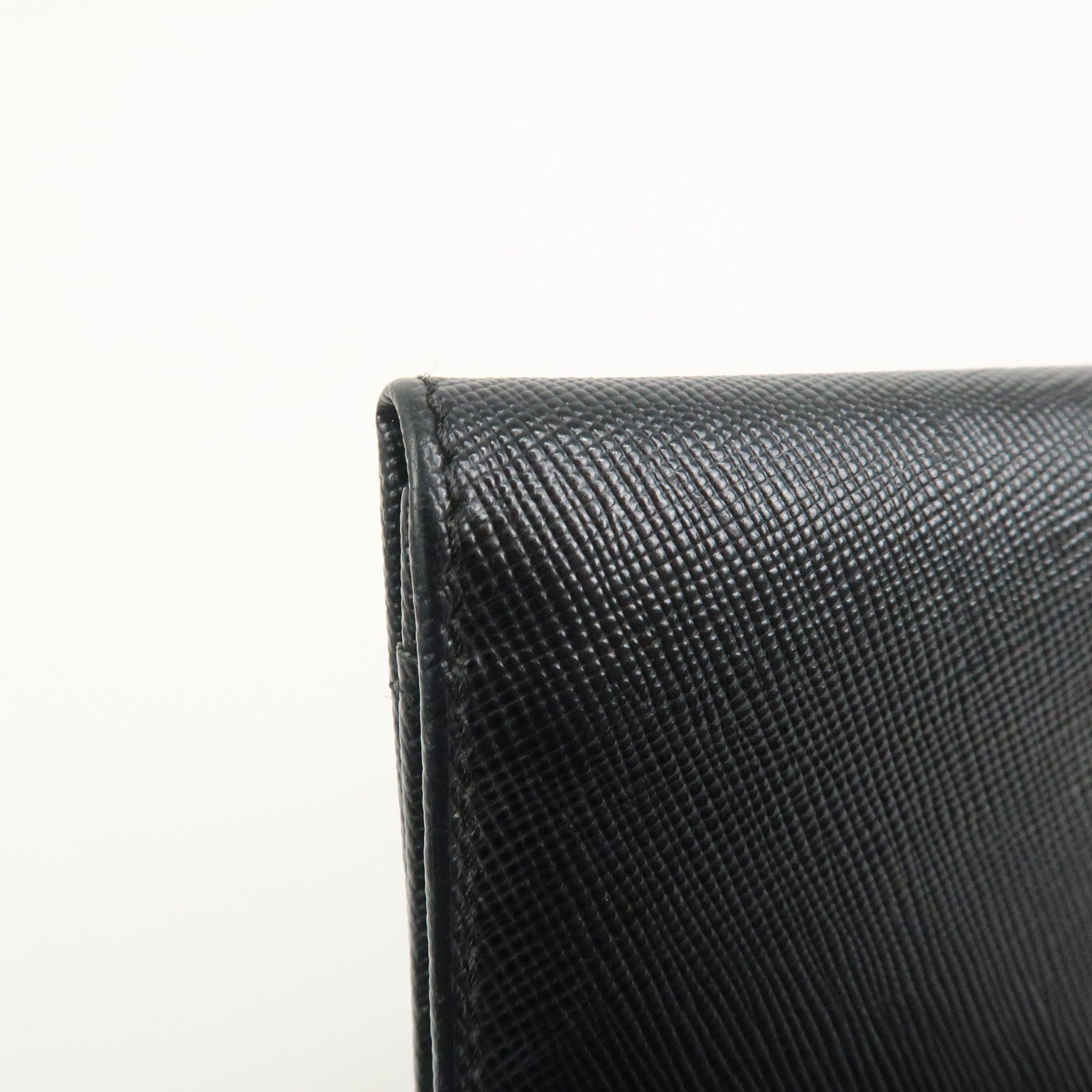PRADA Triangle Logo Saffiano Leather Card Case Card Holder Black
