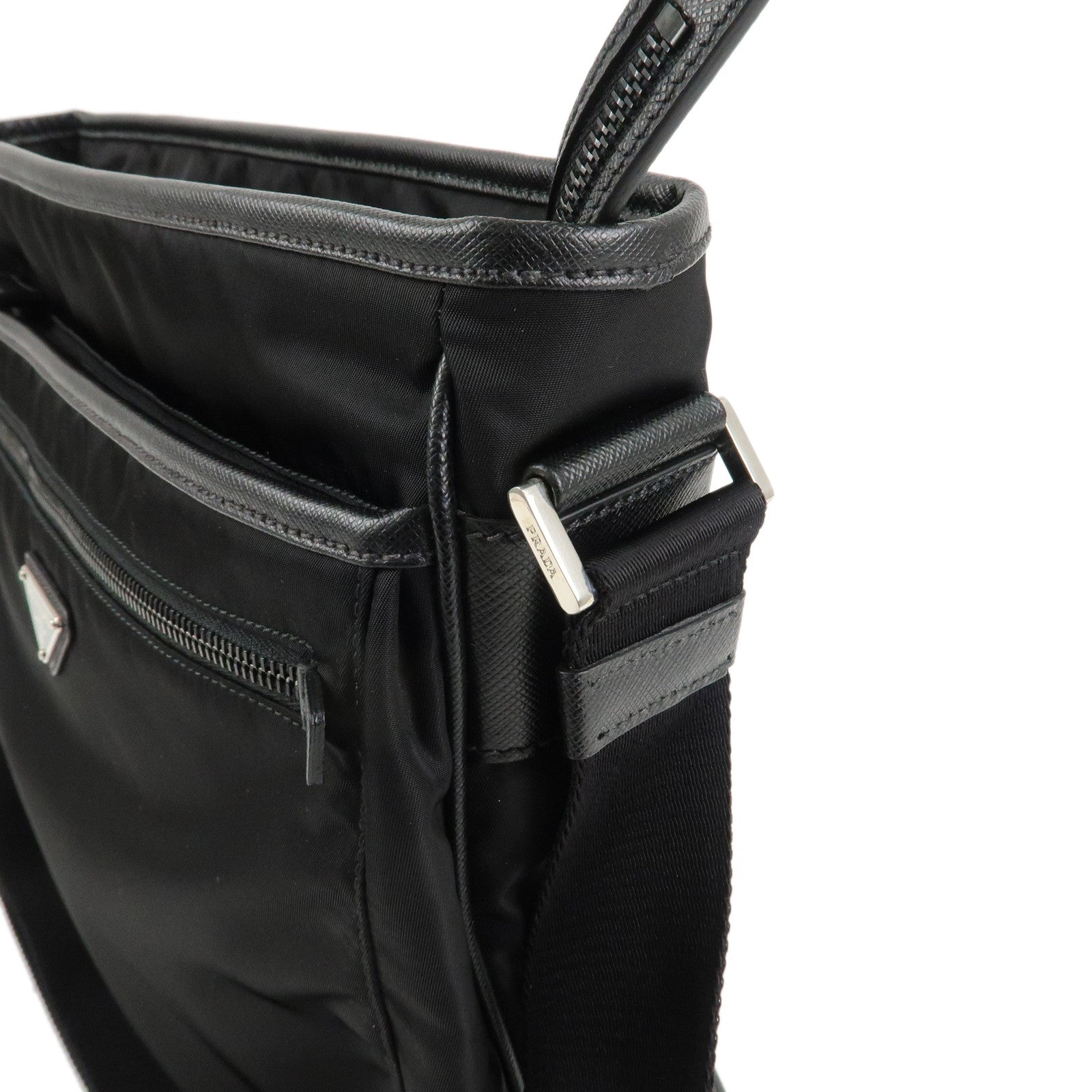 PRADA Triangle Logo Nylon Shoulder Bag Messenger Bag Black 2VH953 Used