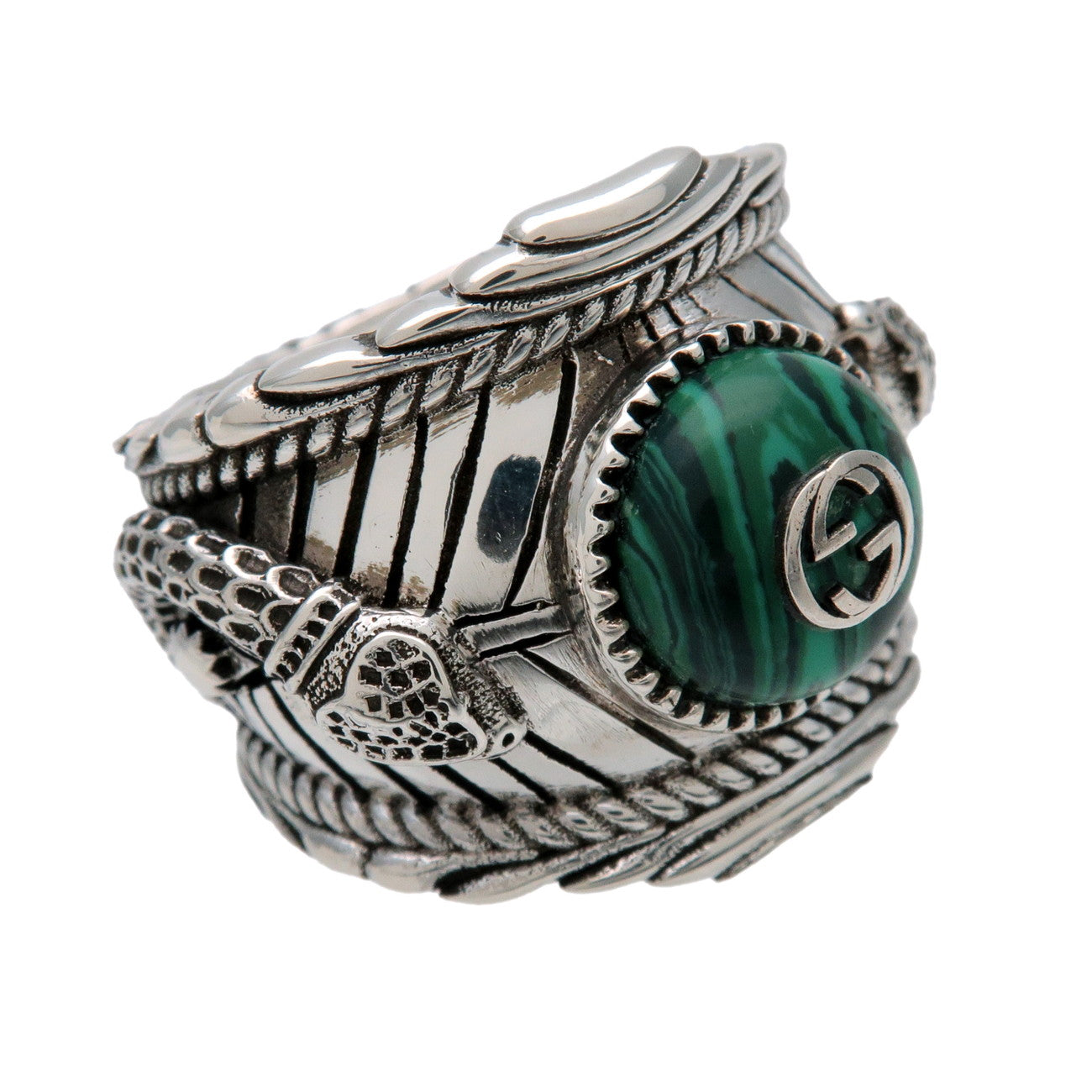 GUCCI Interlocking G Garden Snake Tiger Head Ring SV925 #18 499007