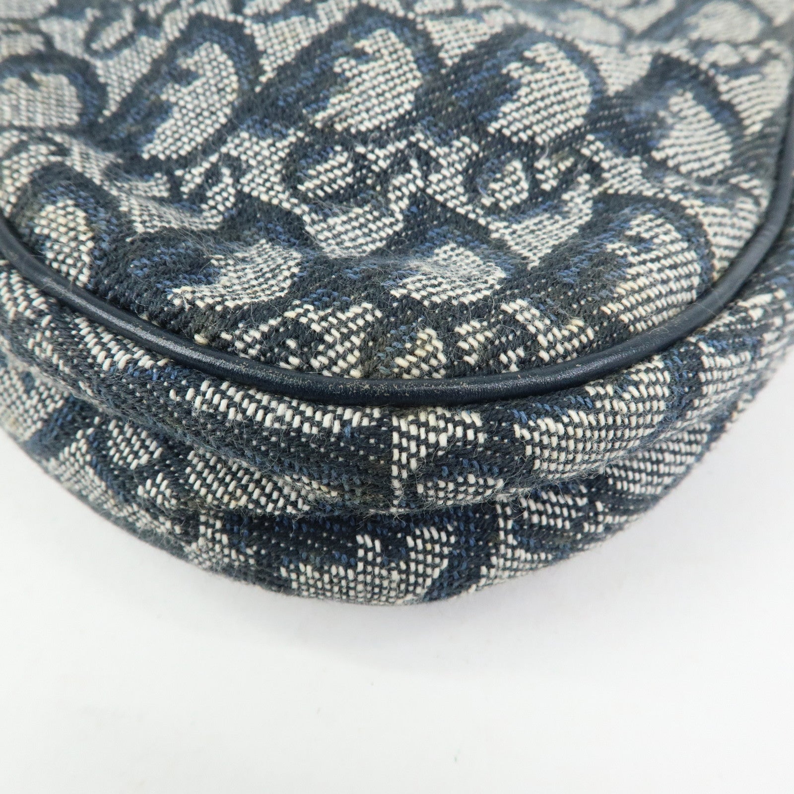 Christian Dior Trotter Jacguard Leather Saddle Bag Pouch Navy