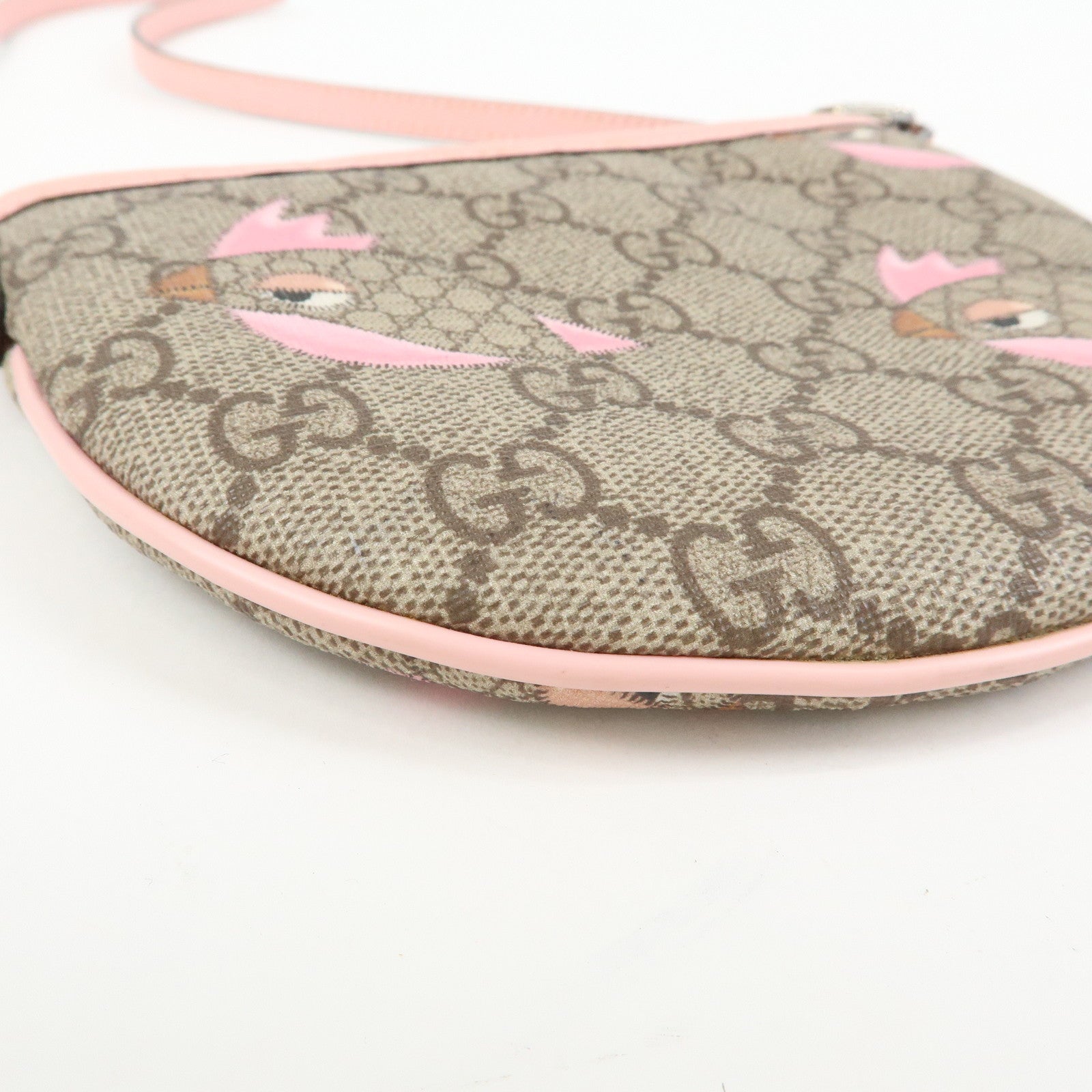 GUCCI Childrens GG Supreme Leather Shoulder Bag Beige Pink 297540