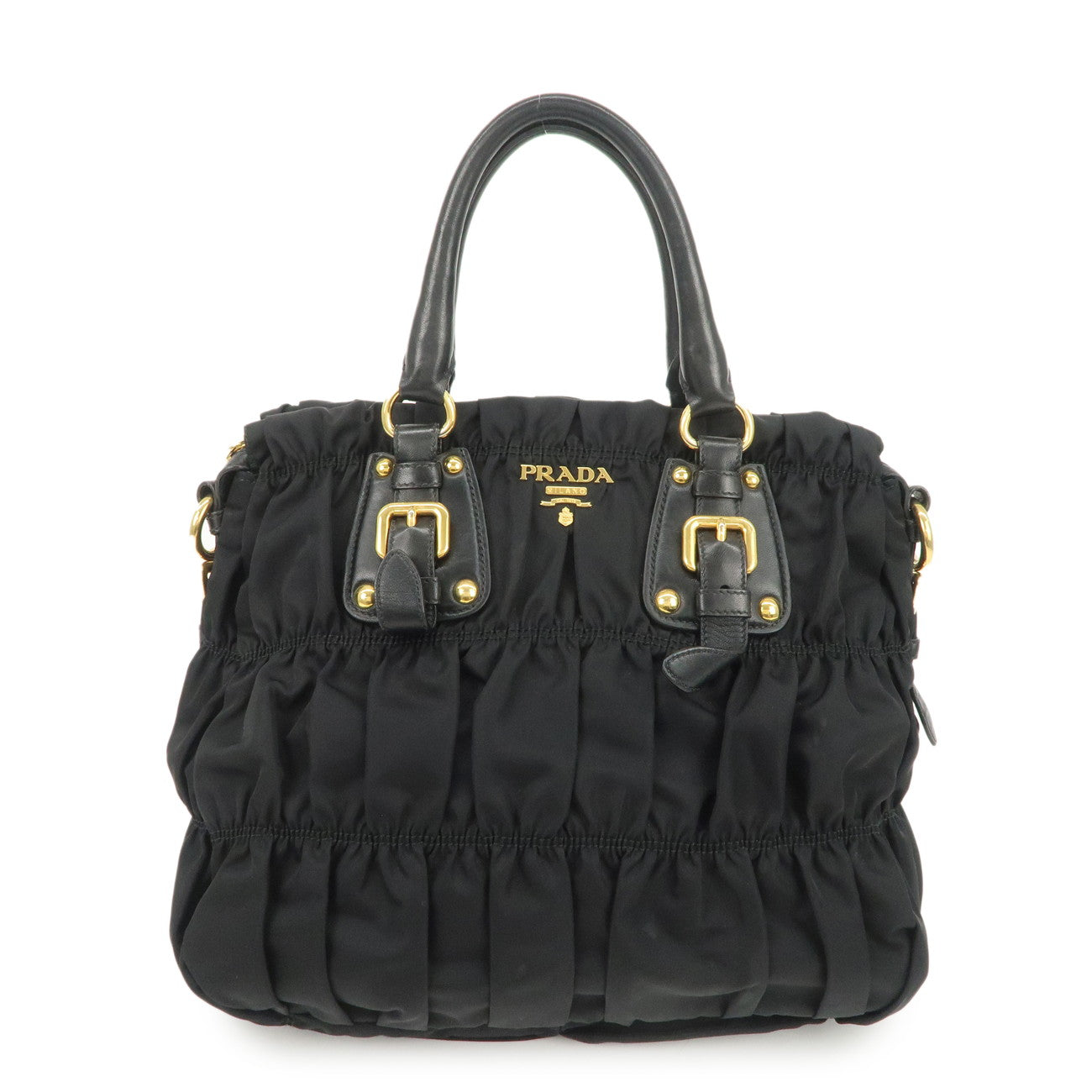 PRADA Nylon Leather 2Way Hand Bag Shoulder Bag Black BN1336