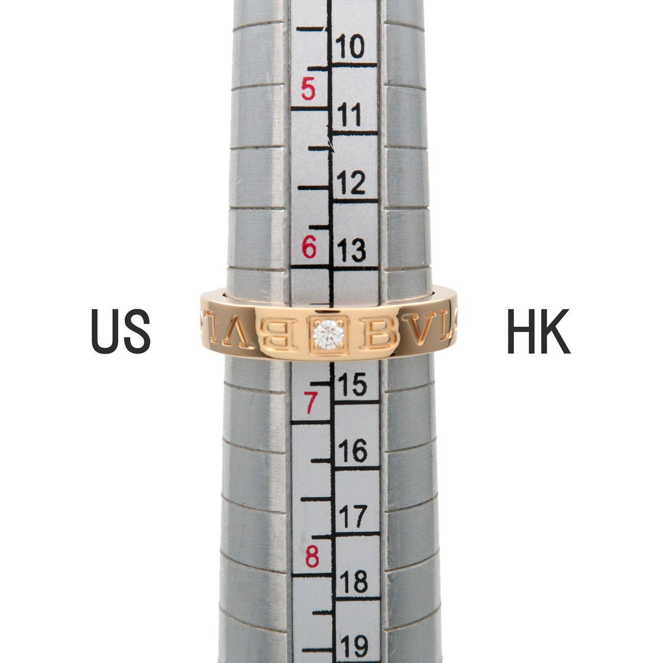 BVLGARI Double Logo 1P Daimond Ring 750YG Yellow Gold US6.5 EU53