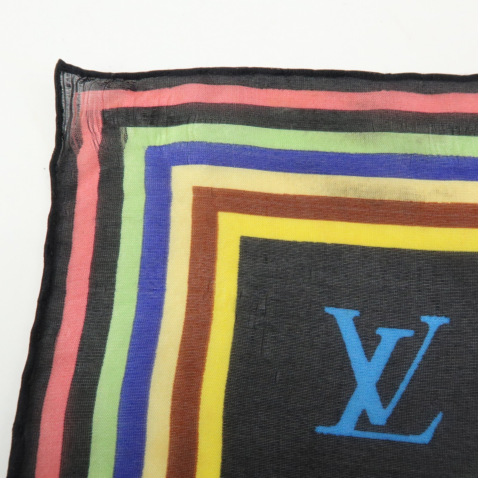 Louis Vuitton Monogram Silk 100% Scarf Multicolor Noir Black