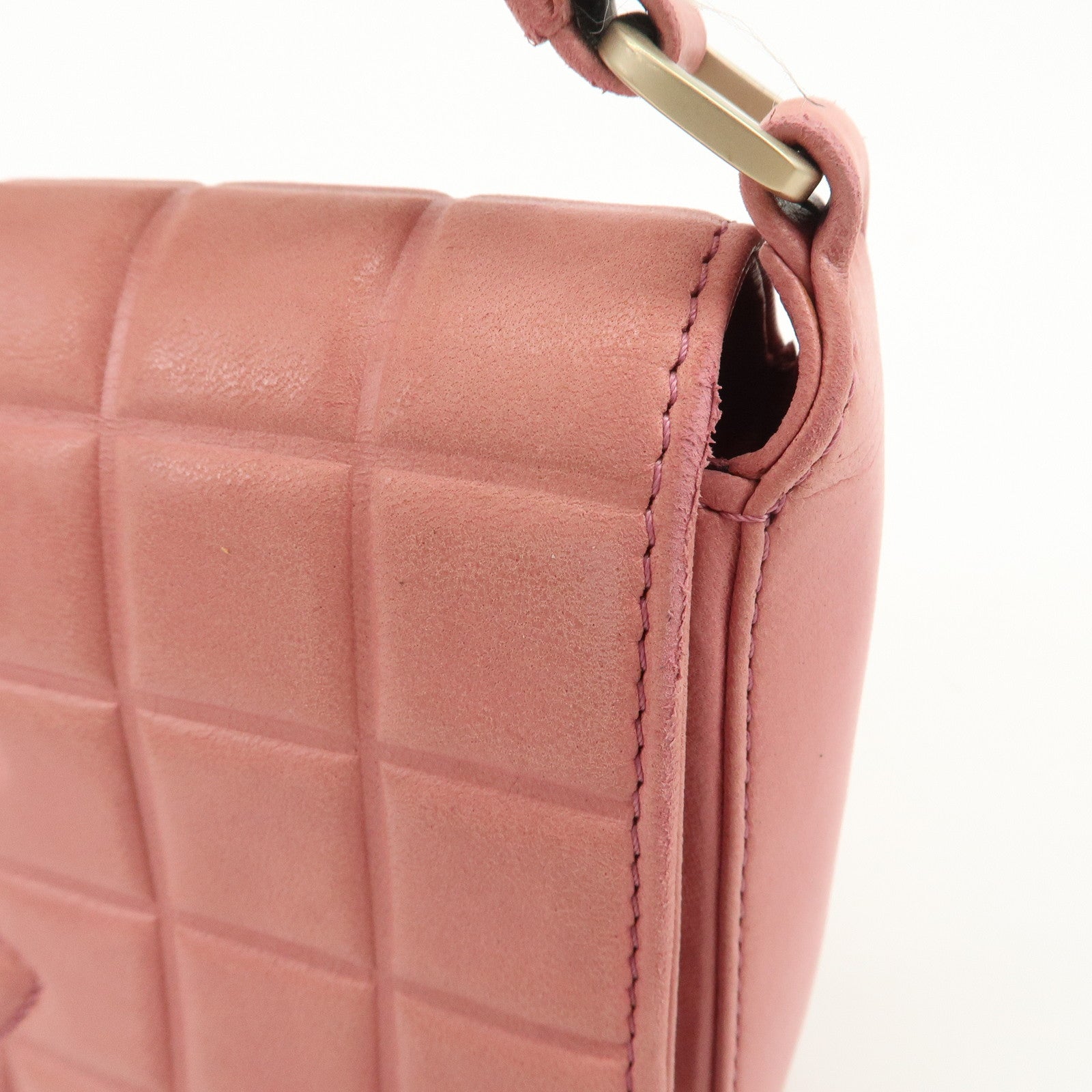 CHANEL COCO Mark Chocolate Bar Lamb Skin Shoulder Bag Pink