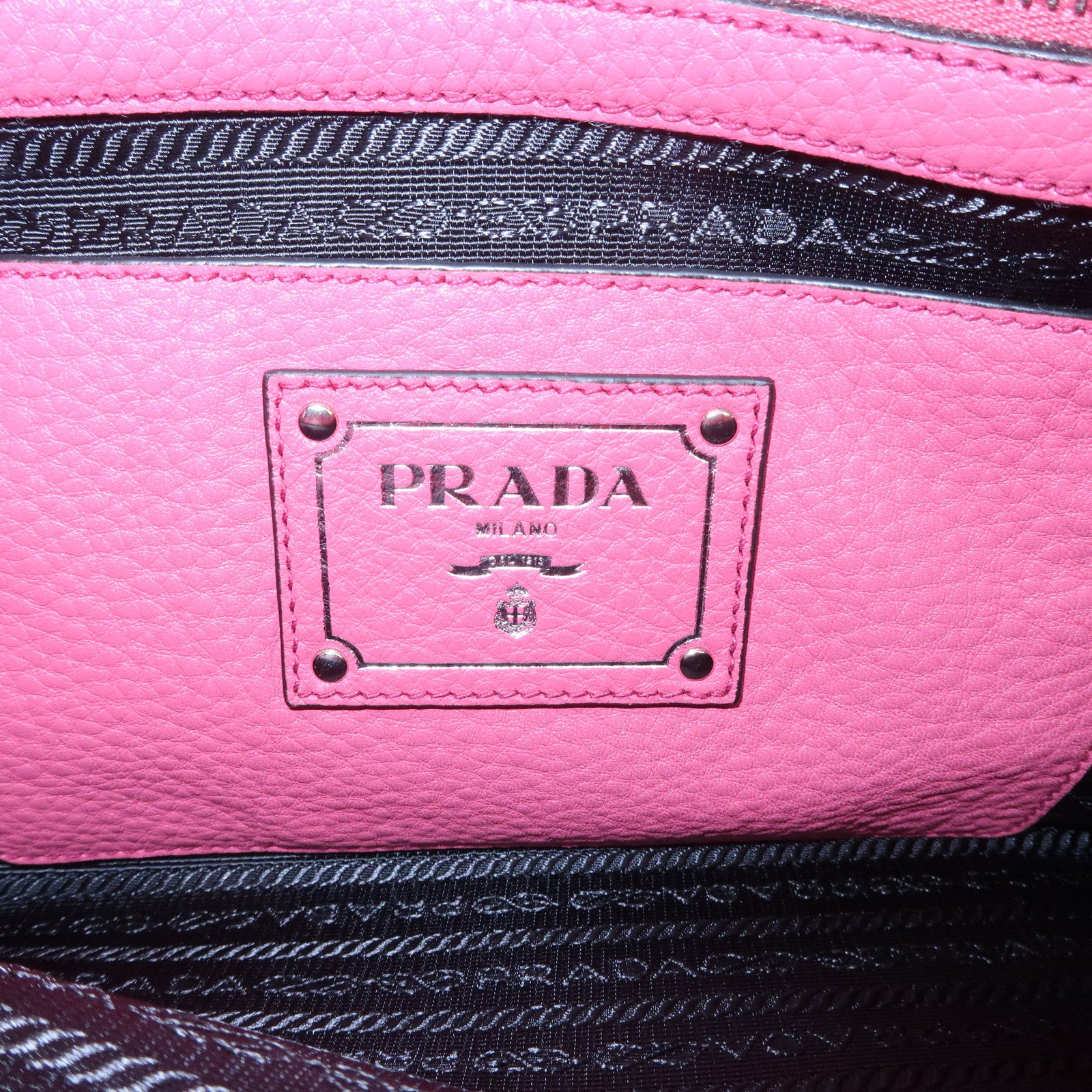 PRADA Triange Logo Leather 2Way Hand Bag Shouldr Bag Pink BN2853