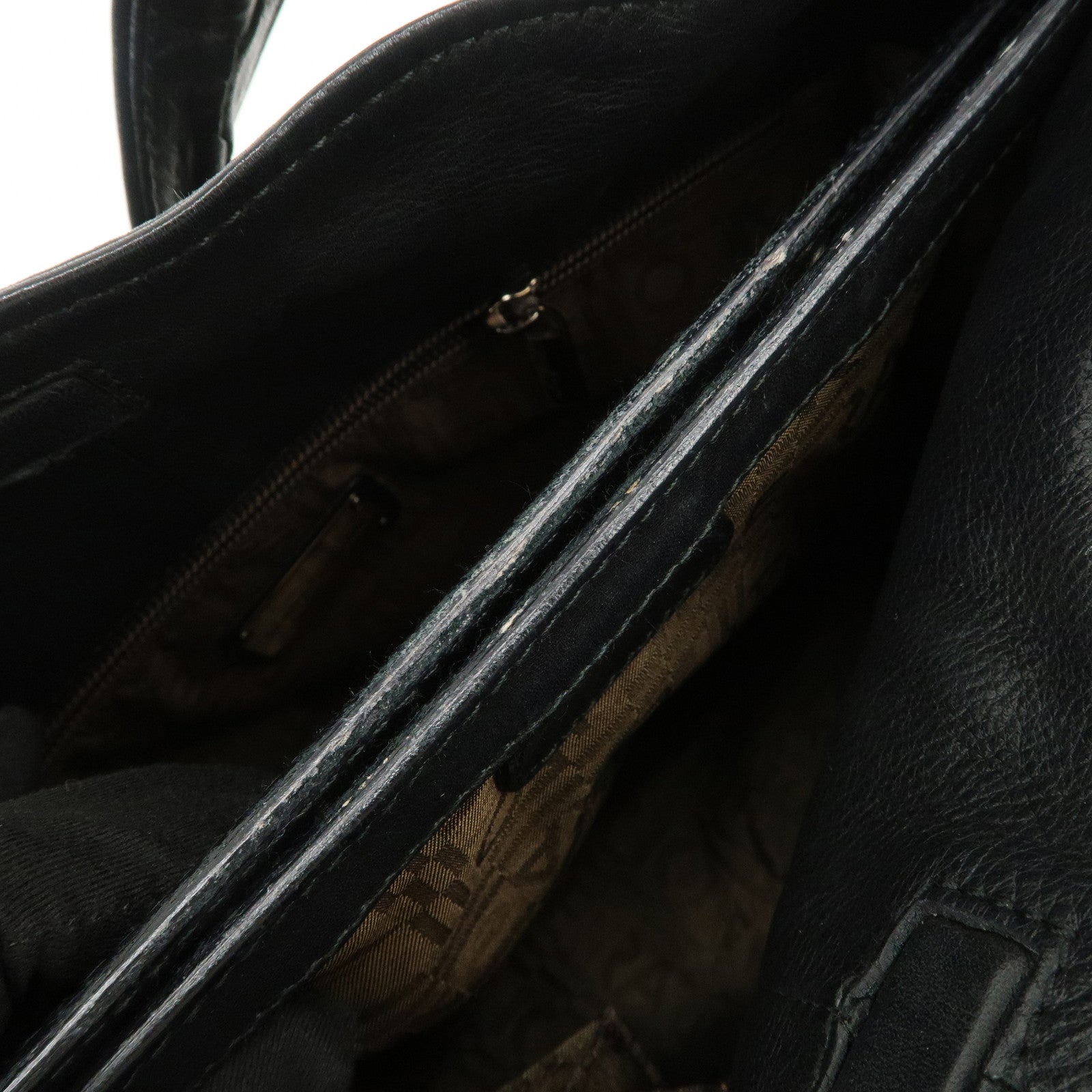 Ferragamo Gancini Leather Shoulder Bag Hand Bag Black