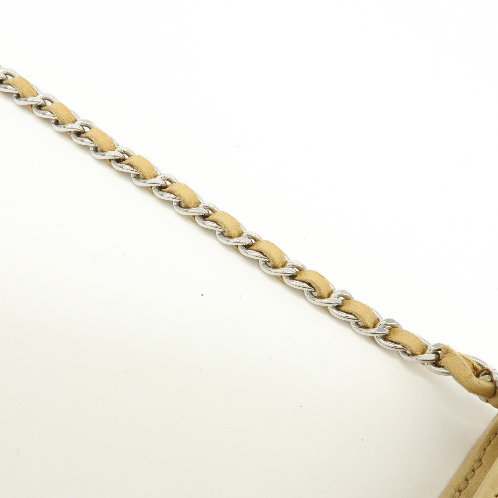 CHANEL Logo Lamb Skin Hand Bag Beige