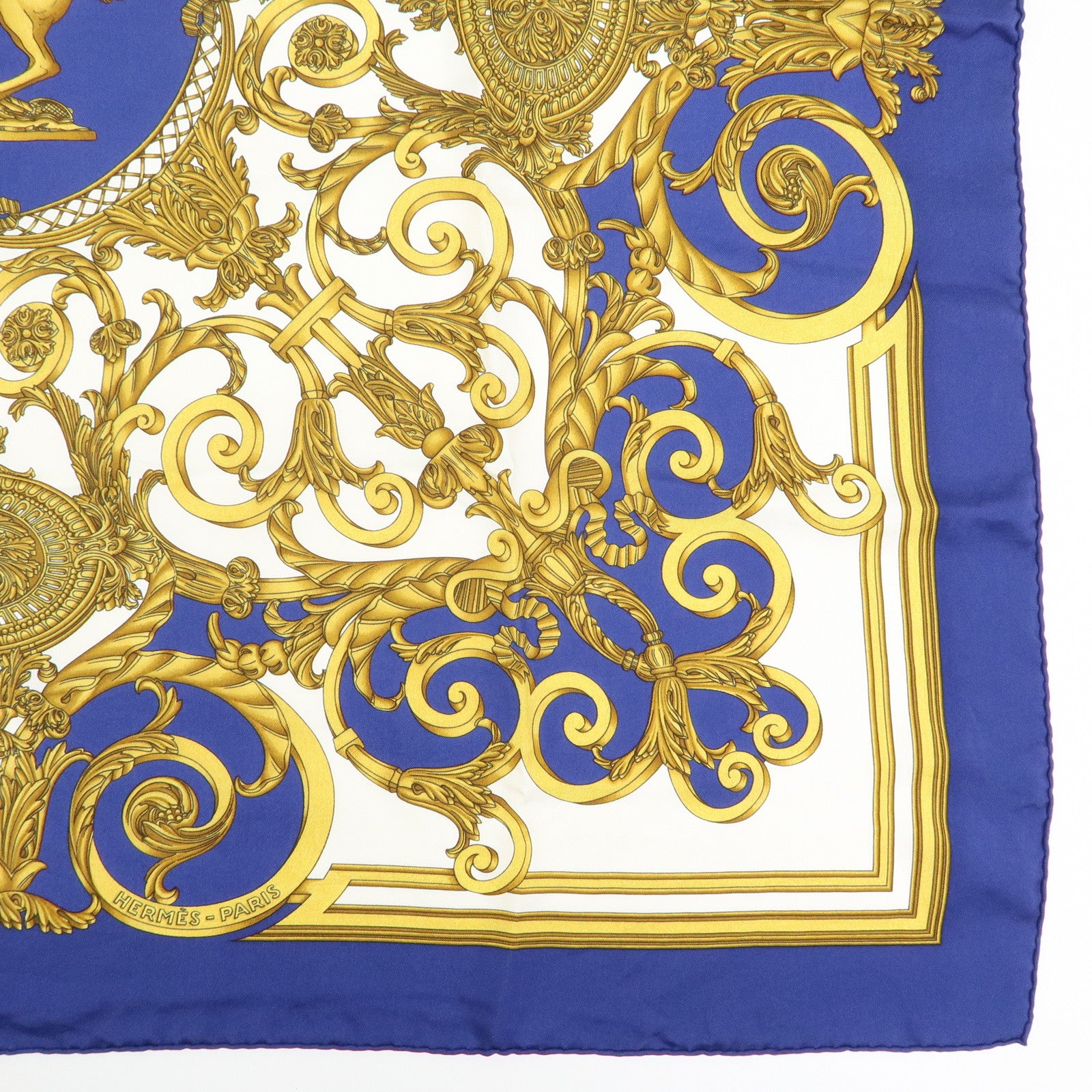 HERMES Carre 90 Set of 2 Silk 100% Scarf Blue White Pink