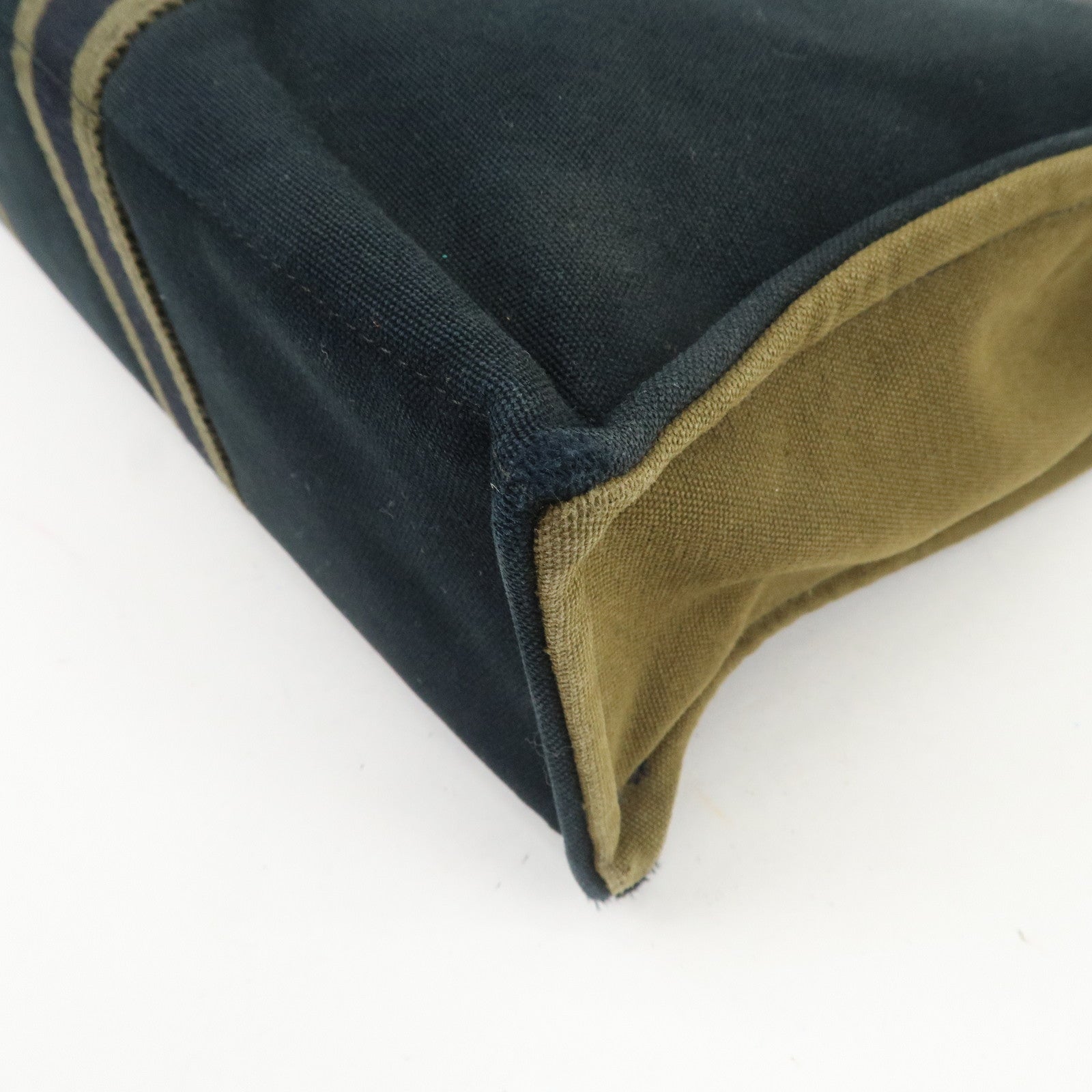 HERMES Fourre Tout MM Canvas Tote Bag Hand Bag Black Khaki