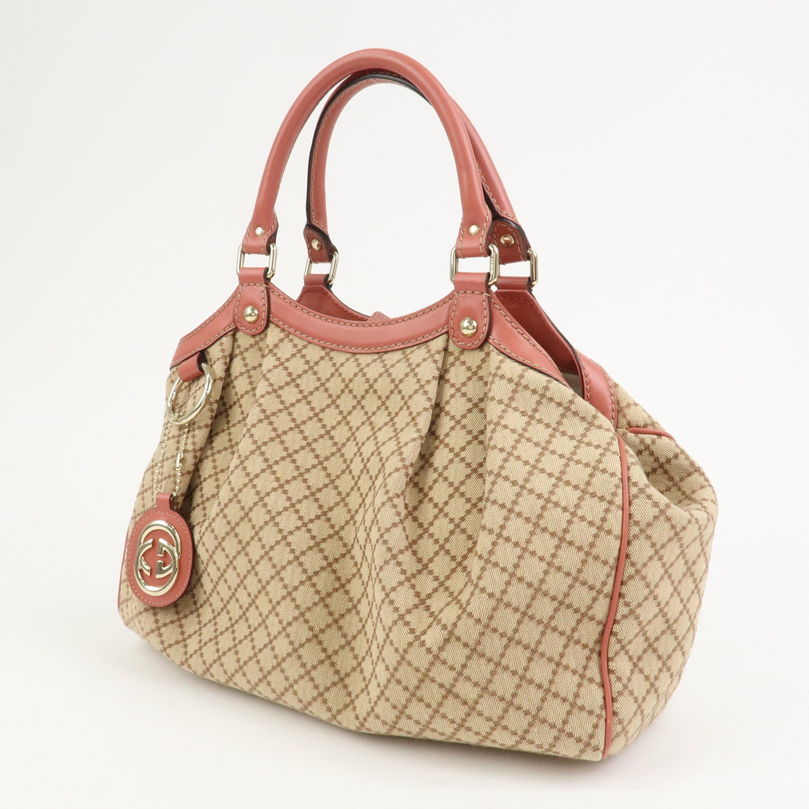 GUCCI Diamante Sukey Interlocking G Tote Bag Hand Bag Brown 211944