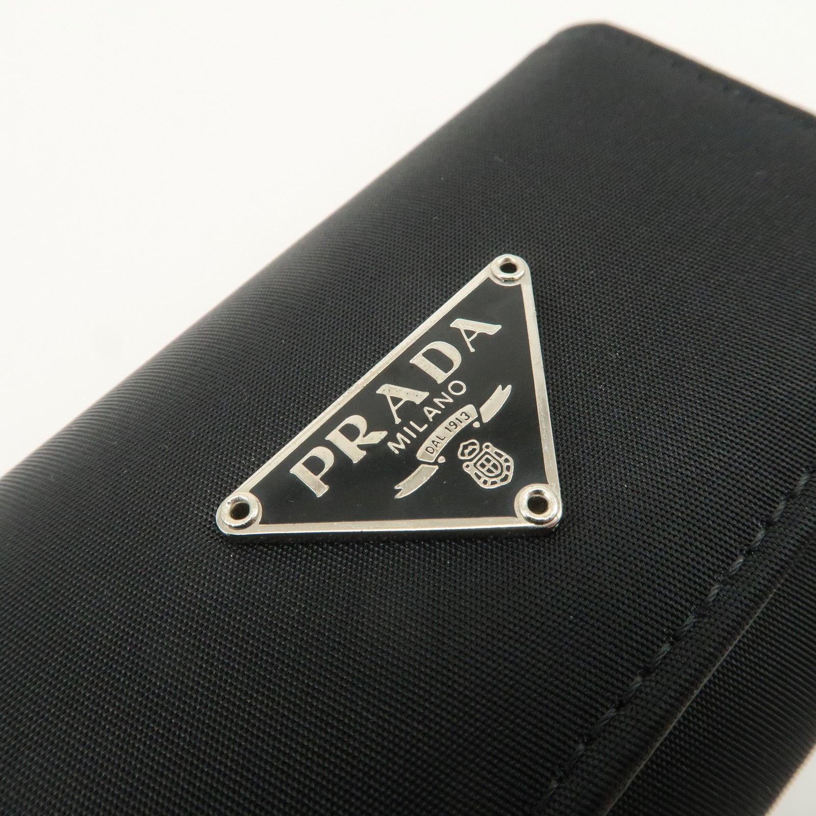 PRADA Nylon Saffiano Leather 6 Rings Key Case Black M222A