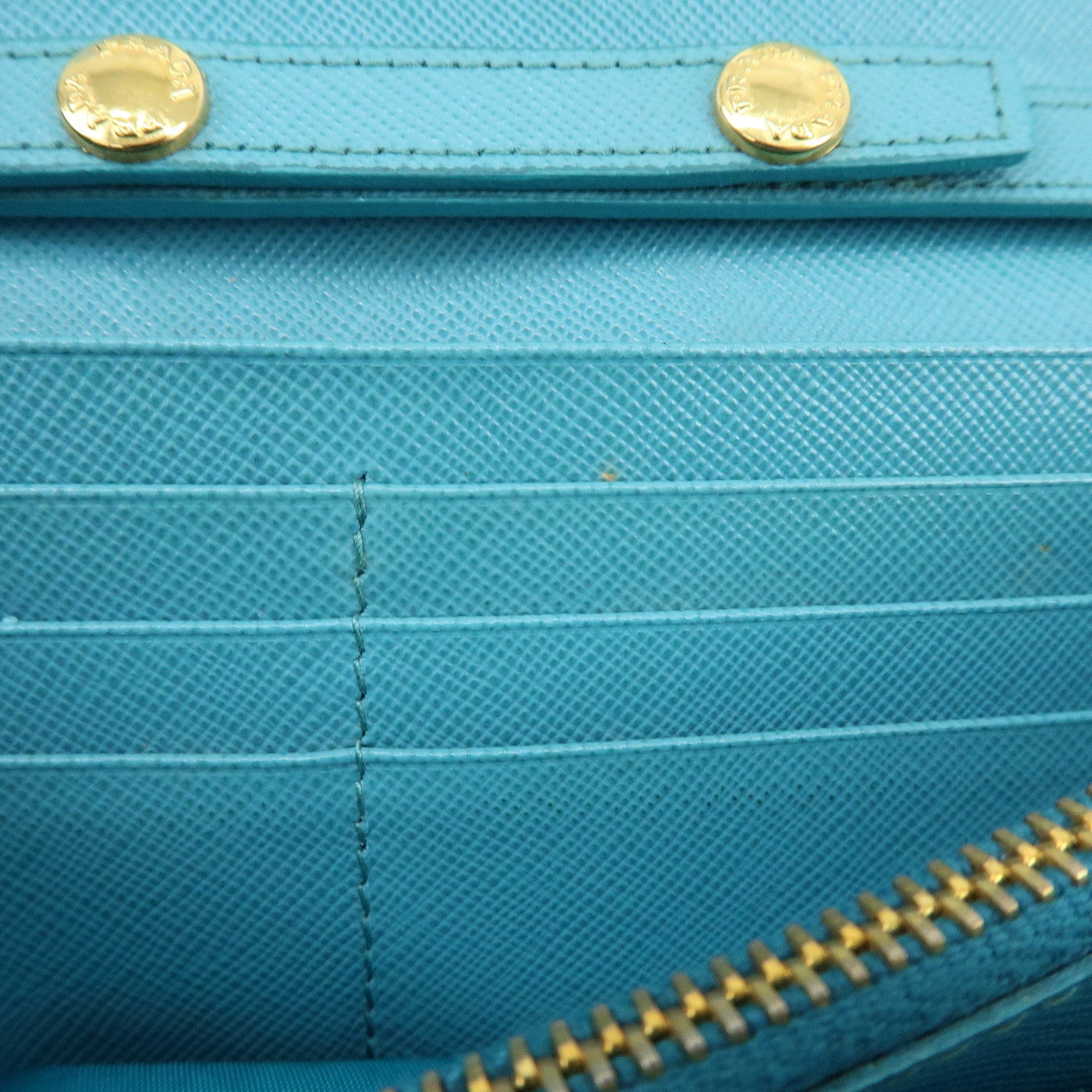 PRADA Saffiano Leather Chain Wallet Shoulder Bag Blue 1M1290