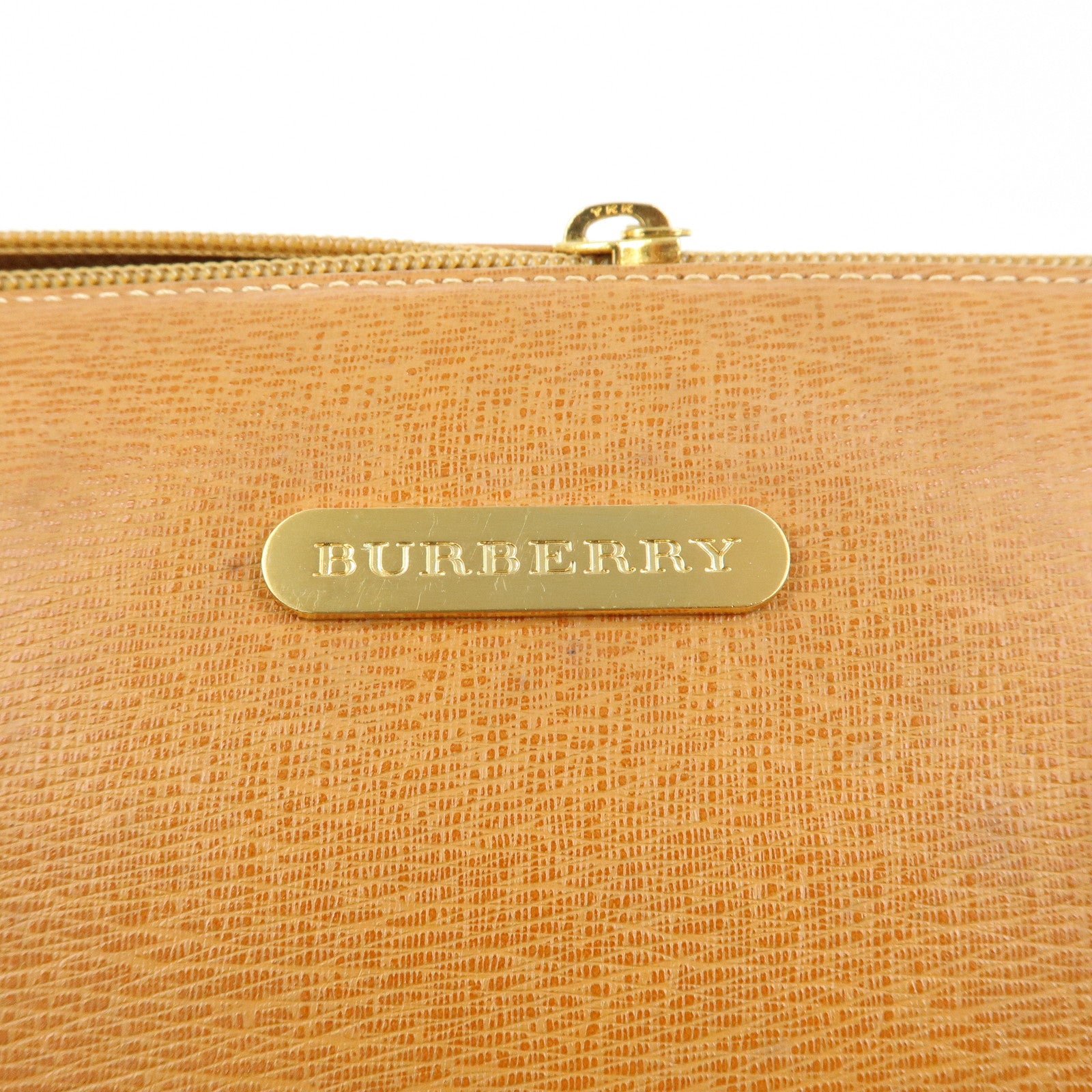 BURBERRY Logo Leather Hand Bag Tote Bag Brown