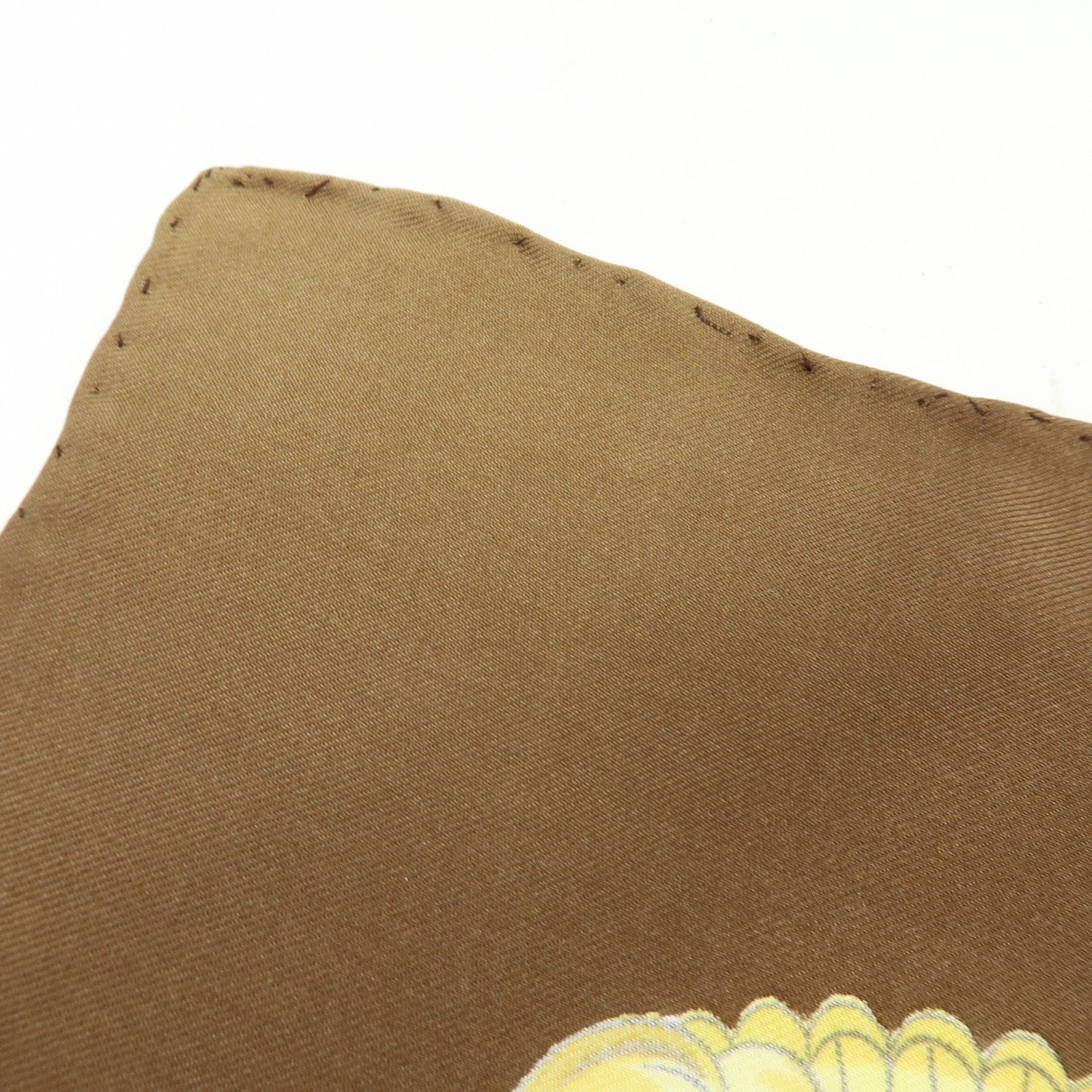 HERMES Carre 90 Silk 100% Scarf SELLES A HOUSSE Gold Brown